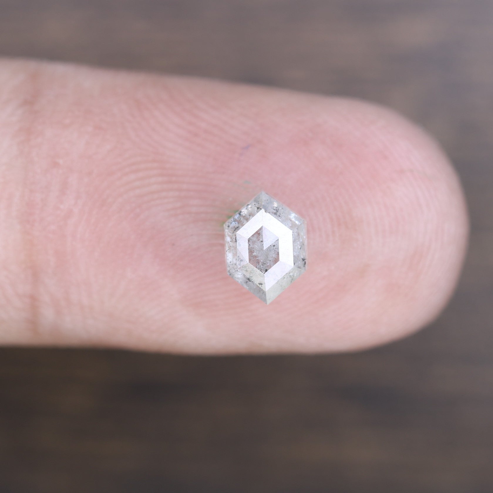 0.85 CT Elongated Hexagon Shape Salt And Pepper Diamond For Wedding Anniversary Ring