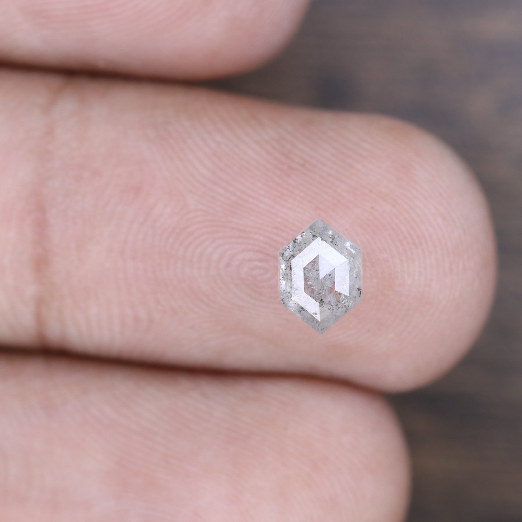 0.85 CT Elongated Hexagon Shape Salt And Pepper Diamond For Wedding Anniversary Ring