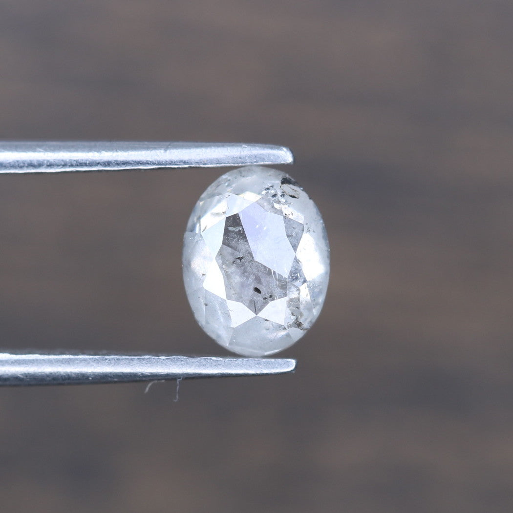 0.84 CT 6.40 MM Oval Cut Salt And Pepper Diamond For Wedding Ring