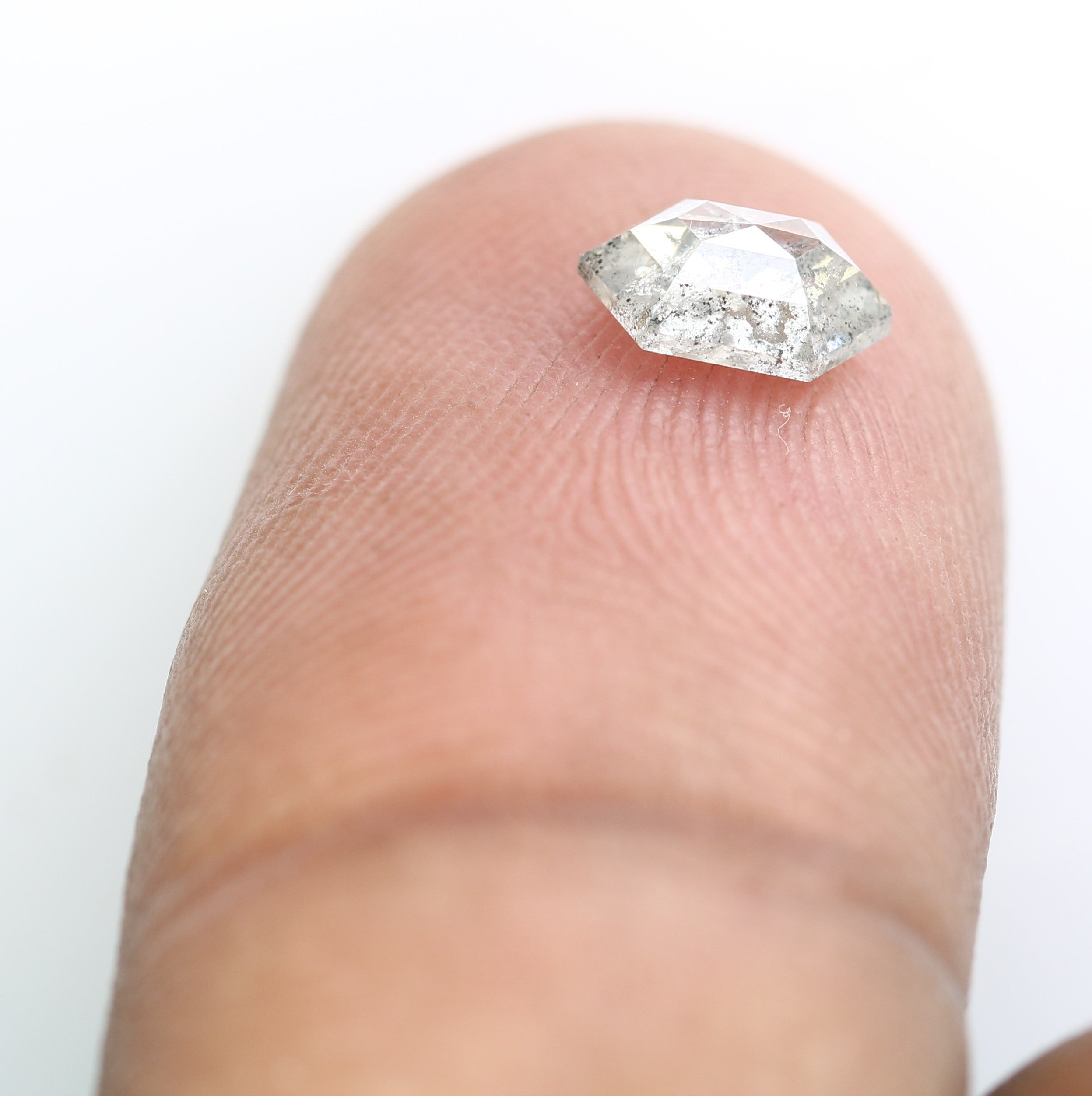 0.69 CT Salt And Pepper Elongated Hexagon Shape Diamond For Engagement Ring