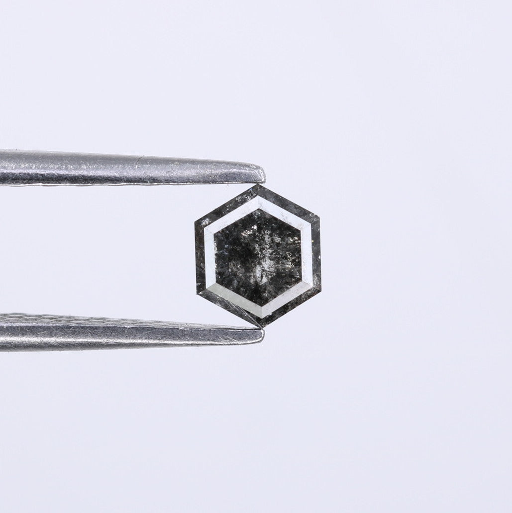 0.42 CT Hexagon Shape Salt And Pepper Diamond For Engagement Ring
