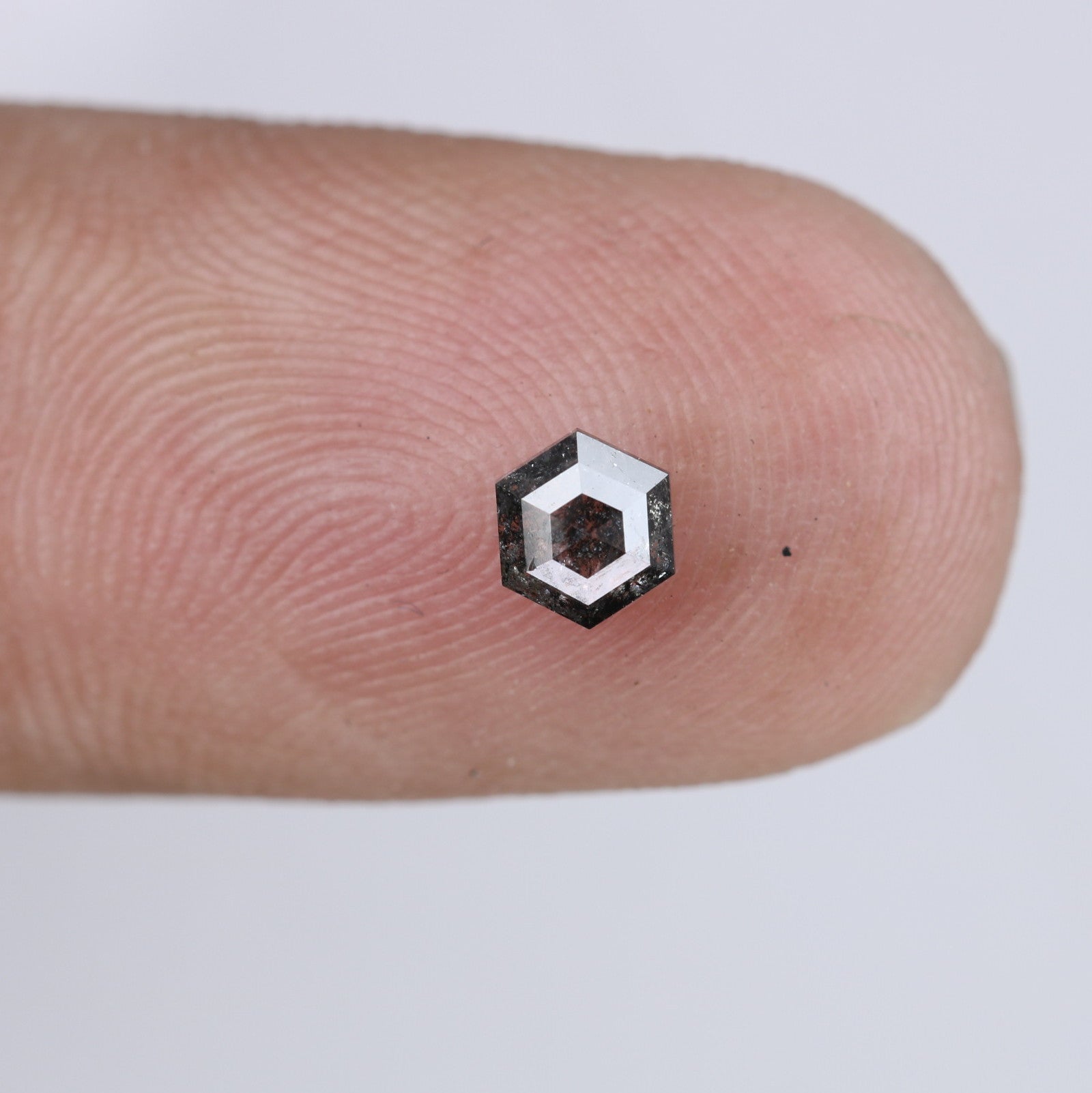 0.42 CT Hexagon Shape Salt And Pepper Diamond For Engagement Ring