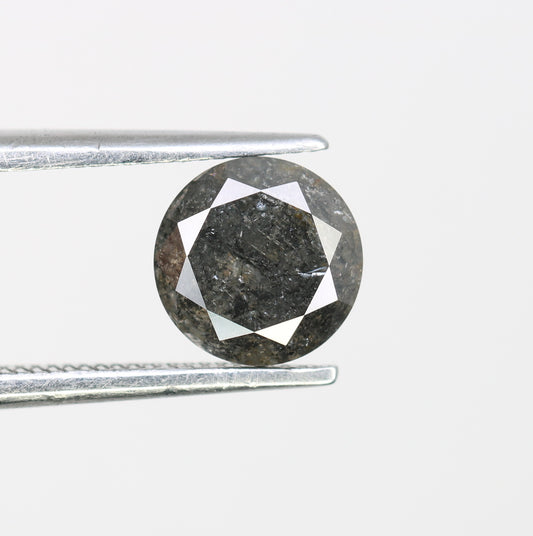 1.37 CT Natural Salt And Pepper Round Brilliant Cut Diamond For Engagement Ring - JayKrishna Diamond