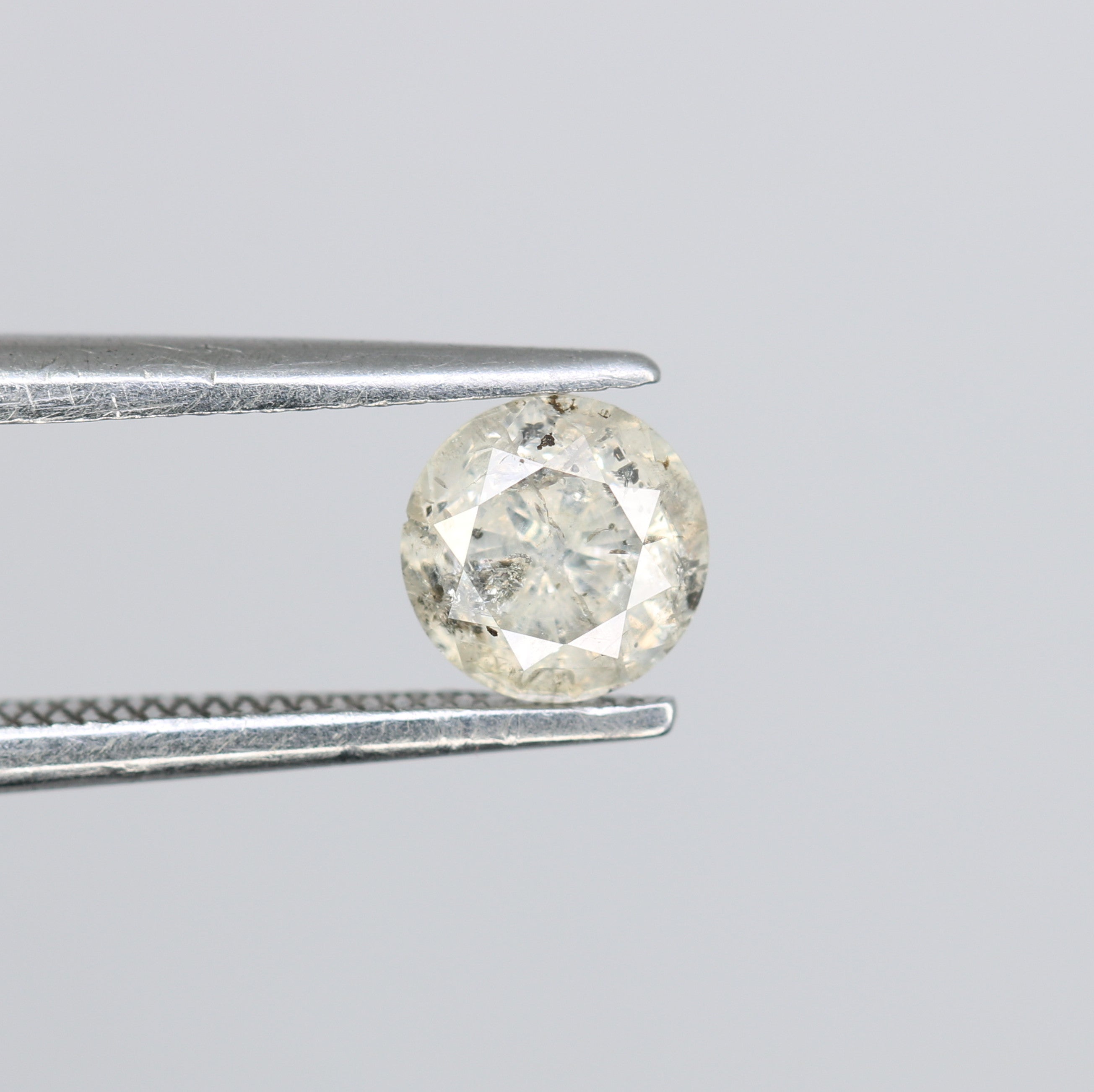0.59 CT Salt And Pepper Natural Round Brilliant Cut Diamond For Engagement Ring