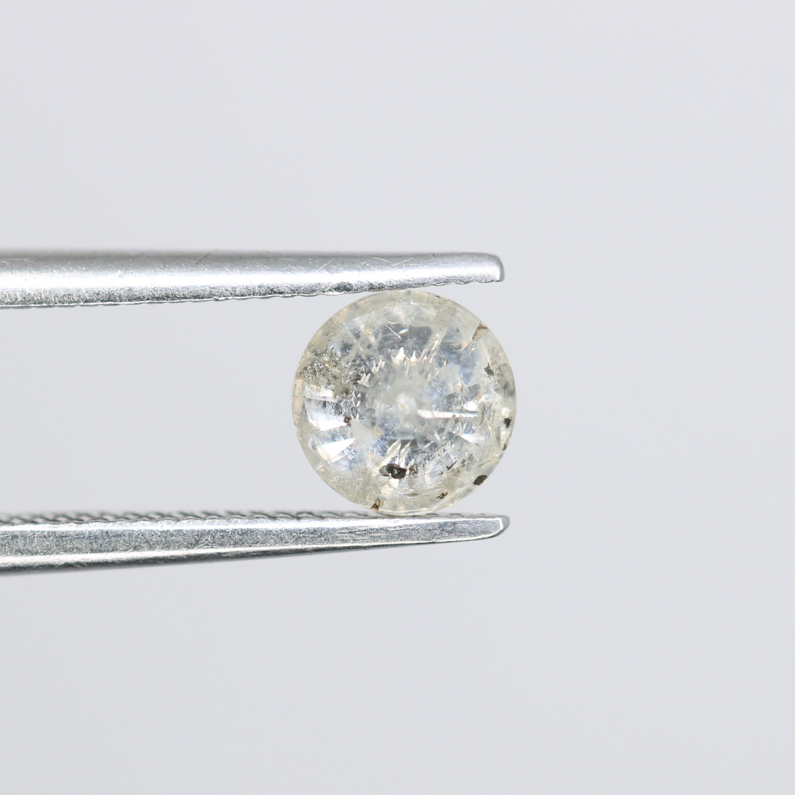 0.59 CT Salt And Pepper Natural Round Brilliant Cut Diamond For Engagement Ring