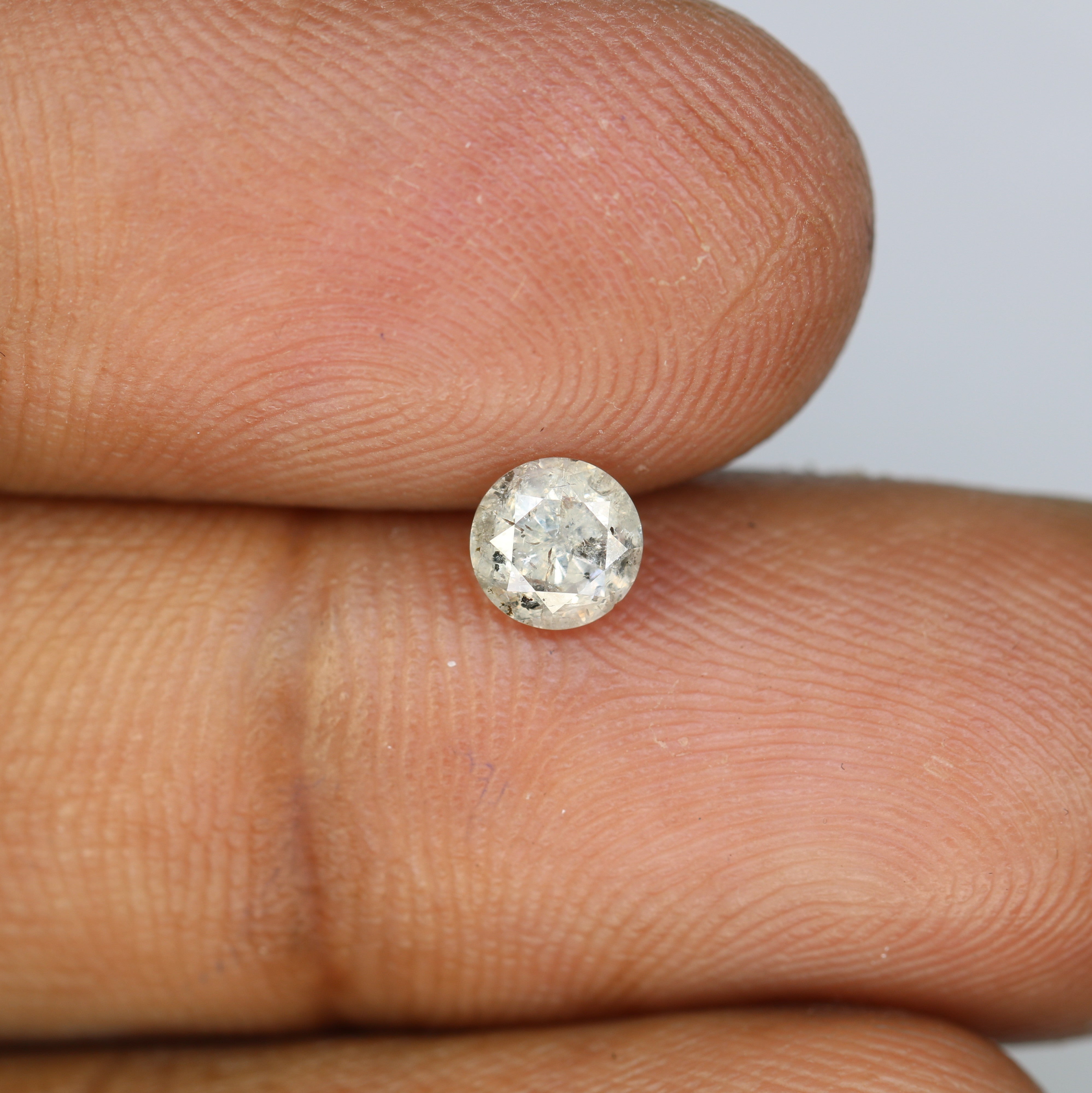 0.59 CT Salt And Pepper Natural Round Brilliant Cut Diamond For Engagement Ring