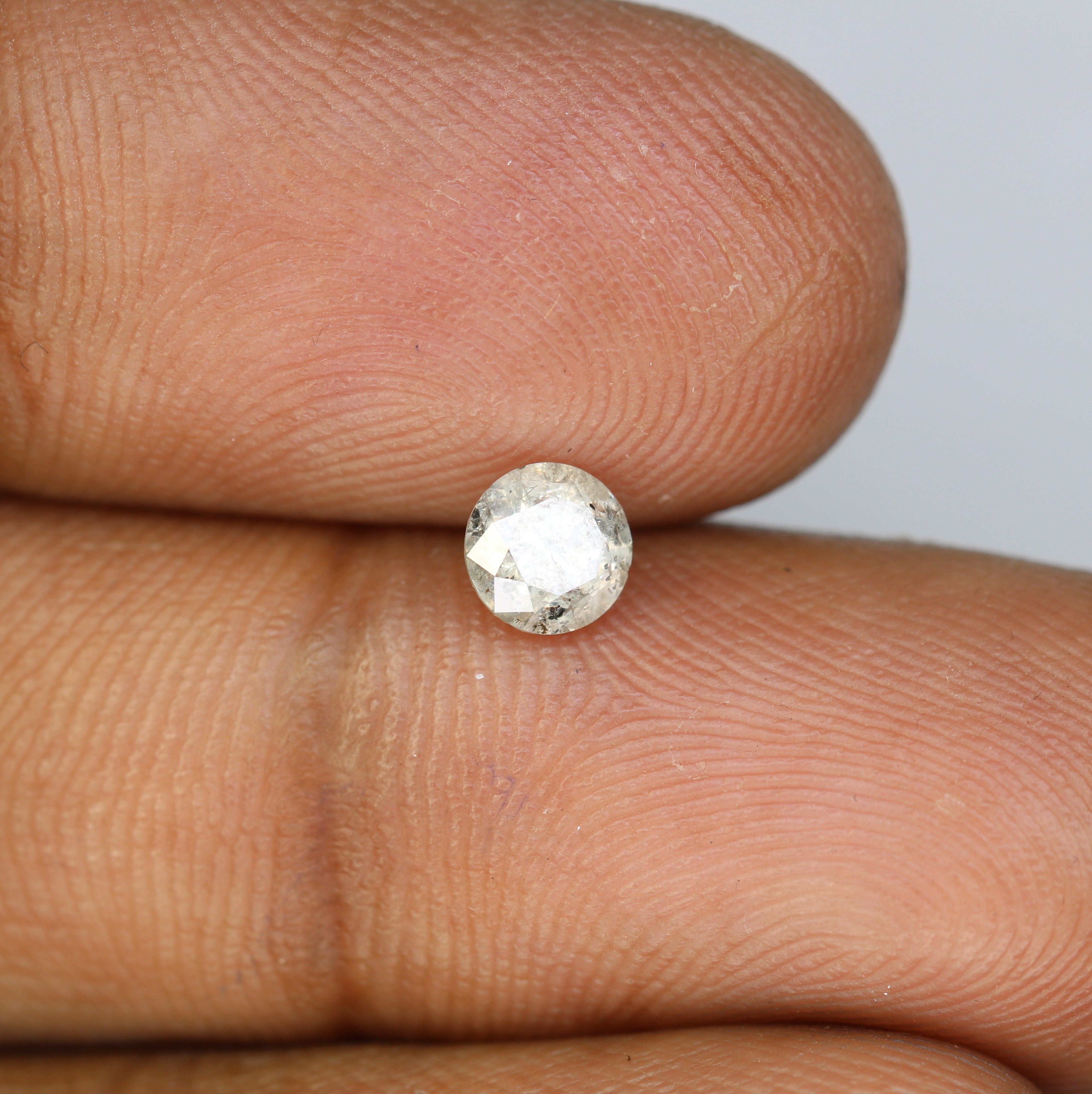 0.59 CT Salt And Pepper Natural Round Brilliant Cut Diamond For Engagement Ring