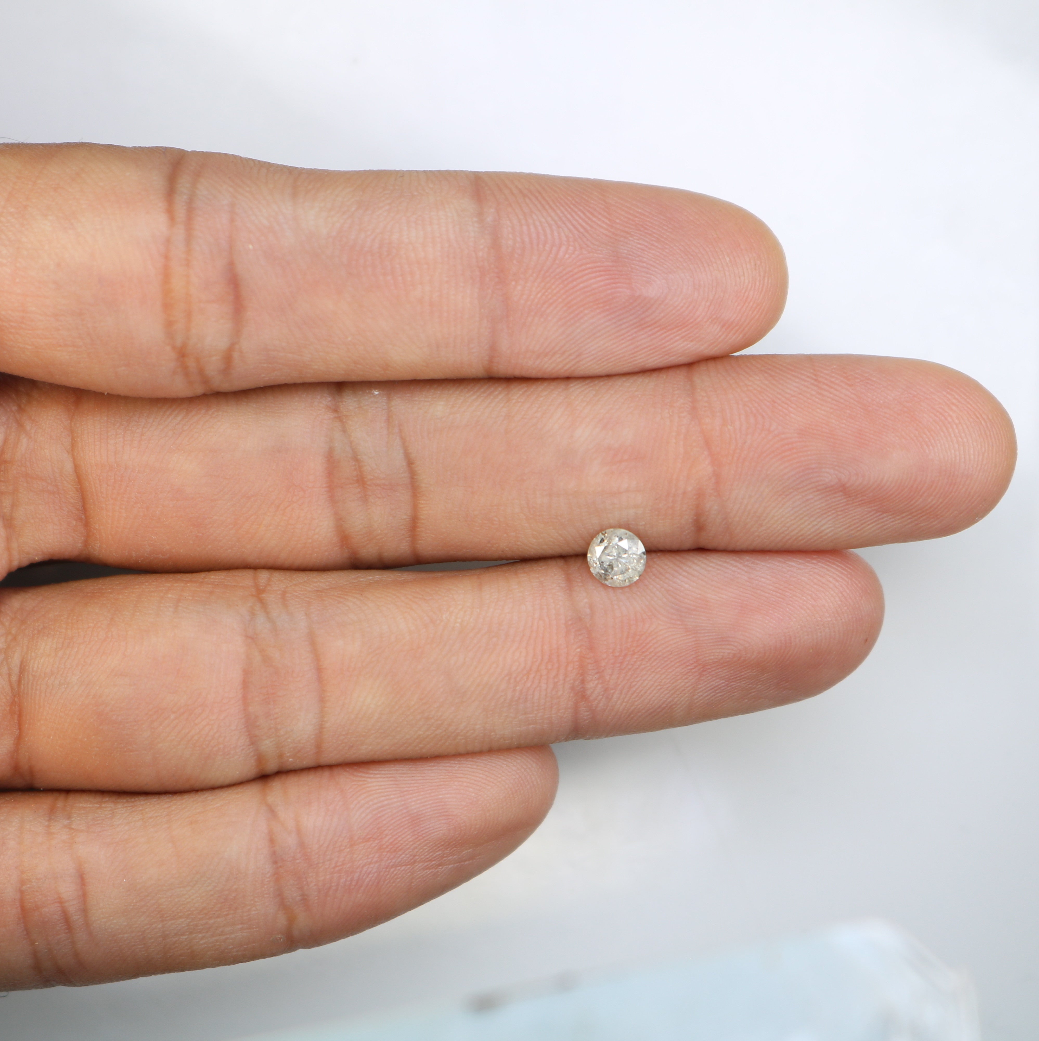 0.59 CT Salt And Pepper Natural Round Brilliant Cut Diamond For Engagement Ring