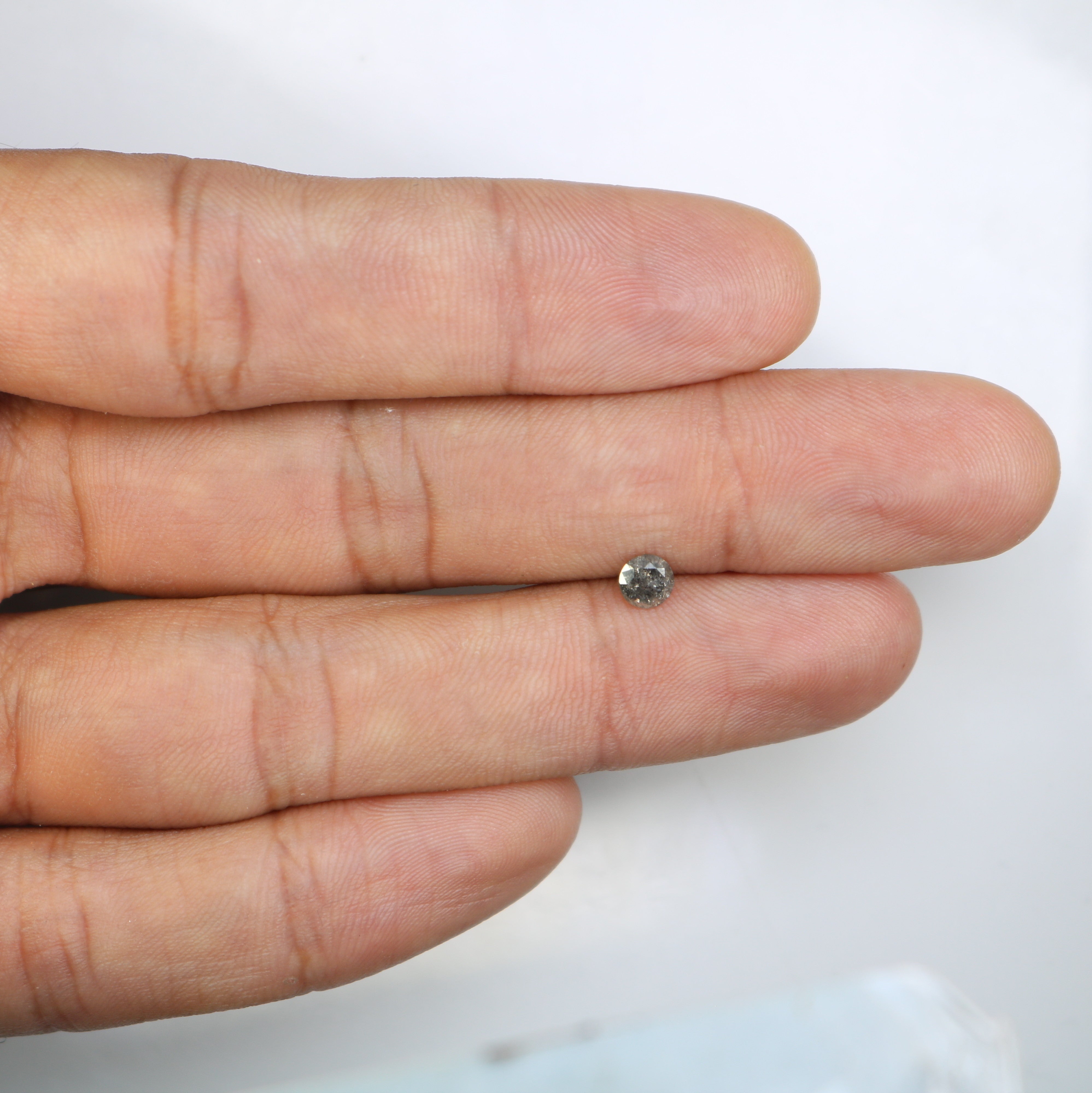 0.39 CT Round Brilliant Cut Salt And Pepper Diamond For Engagement Ring
