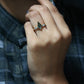 Green Kite Moss Agate Gemstone Three Stone Ring
