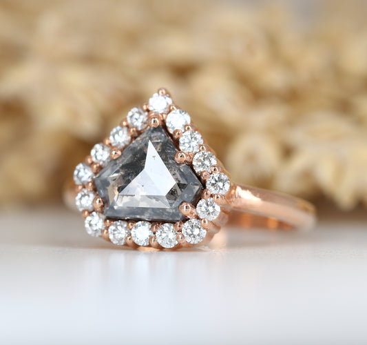 Loose Salt and Pepper Diamond Shape Rose Gold Engagement Ring