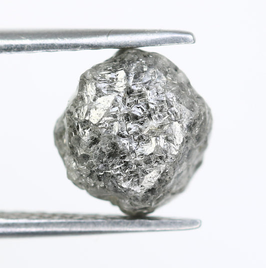 3.96 CT Irregular Shape Rough Raw Salt And Pepper Diamond For Engagement Ring