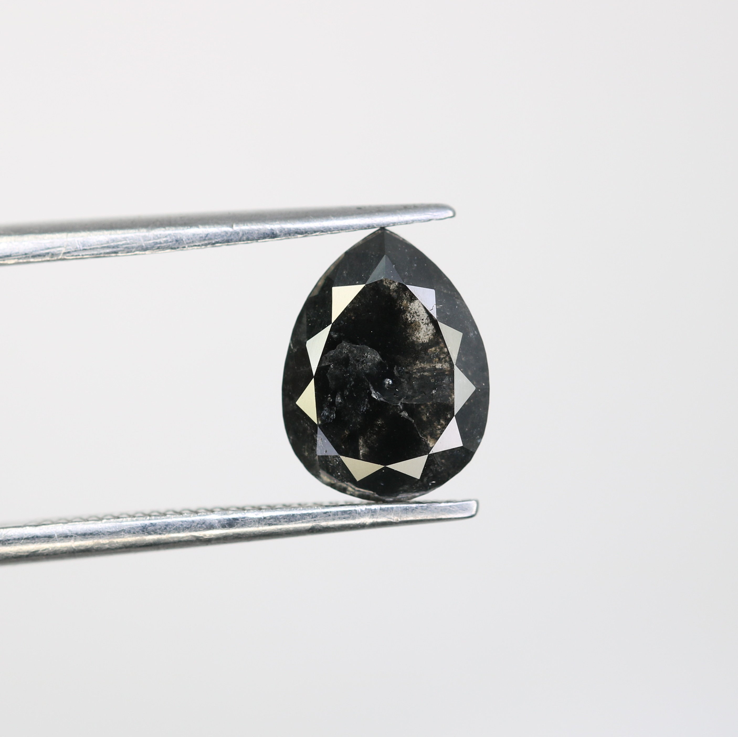 1.96 CT Pear Cut Diamond Salt And Pepper Diamond For Engagement Ring