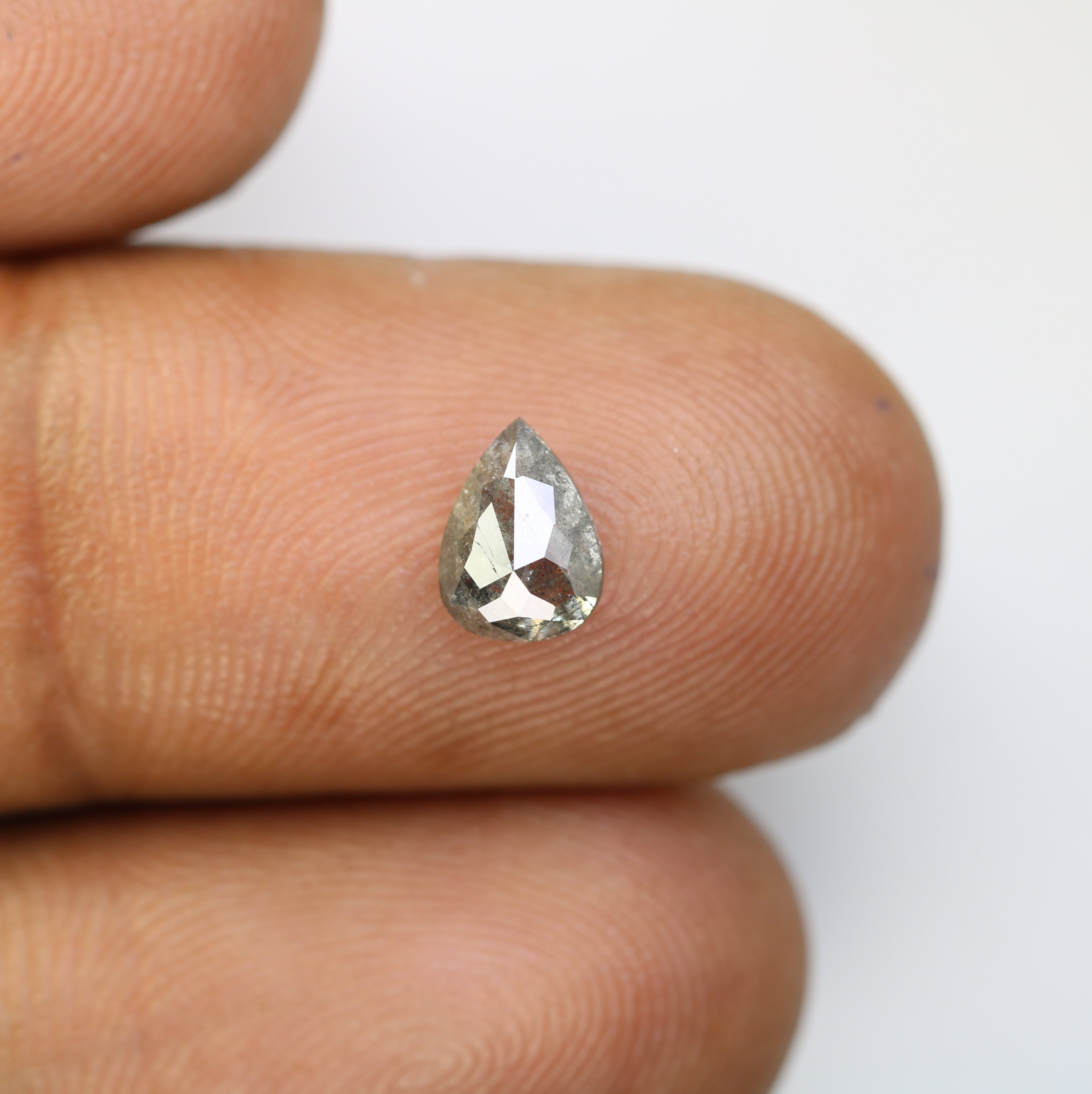 0.88 CT Salt And Pepper Pear Cut Natural Diamond For Engagement Ring