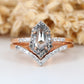 Salt and Pepper Diamond Engagement Ring Geometric Shield Cut Diamond With Band