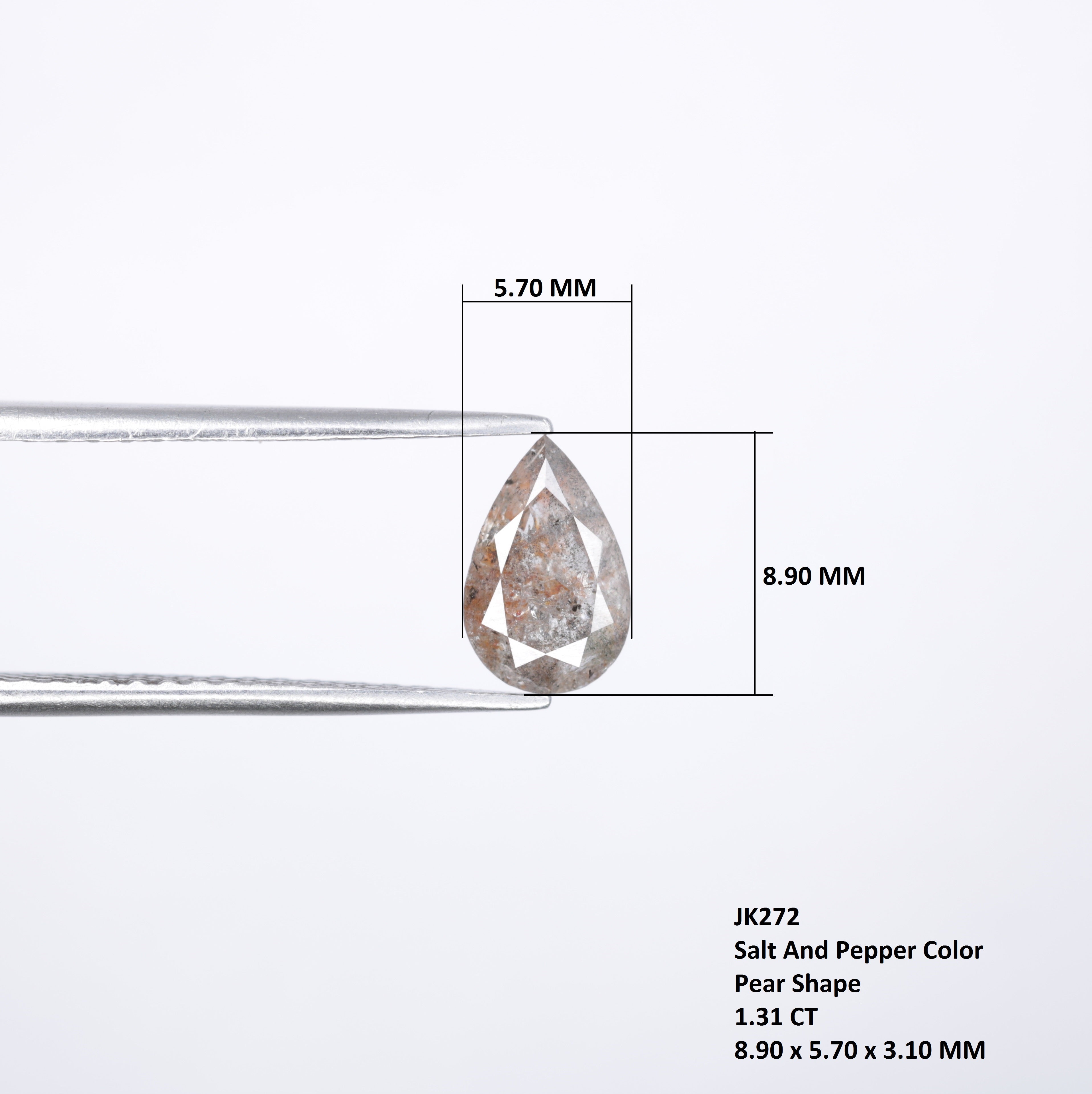 1.31 CT Fancy Pear Shape Salt And Pepper Diamond For Wedding Ring