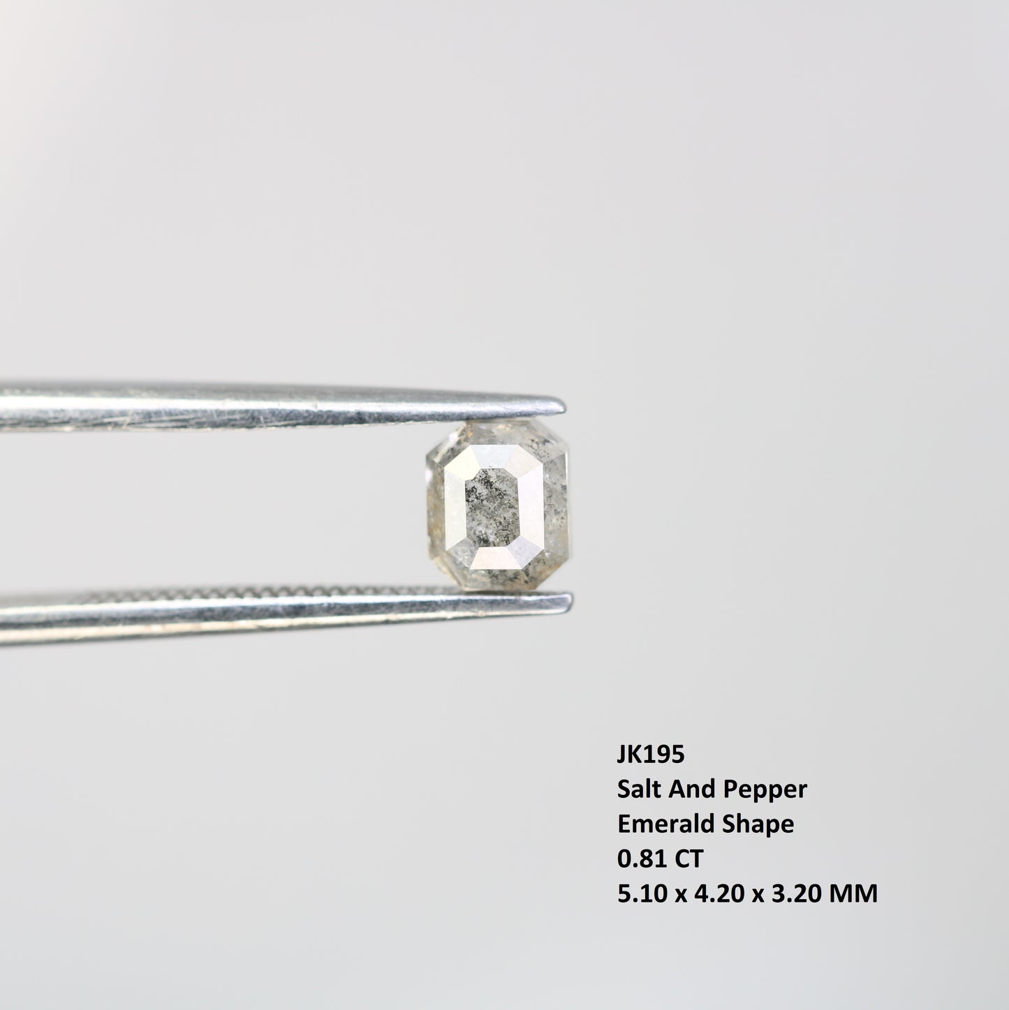 0.81 CT Emerald Cut Salt And Pepper Natural Diamond For Engagement Ring