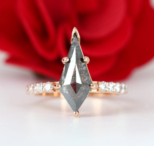 Loose Salt and Pepper Kite 14K Rose Gold Engagement Ring - JayKrishna Diamond