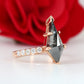Loose Salt and Pepper Kite 14K Rose Gold Engagement Ring