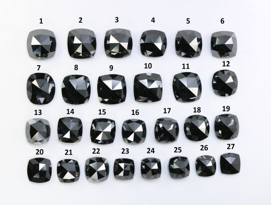 0.49 CT 1.92 CT Cushion Shape Natural Black Diamond For Engagement Ring