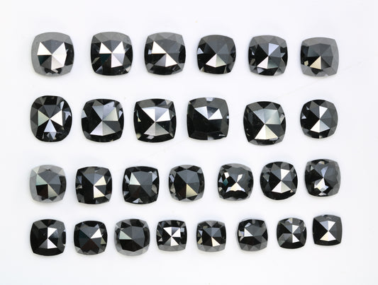 0.49 CT 1.92 CT Cushion Shape Natural Black Diamond For Engagement Ring