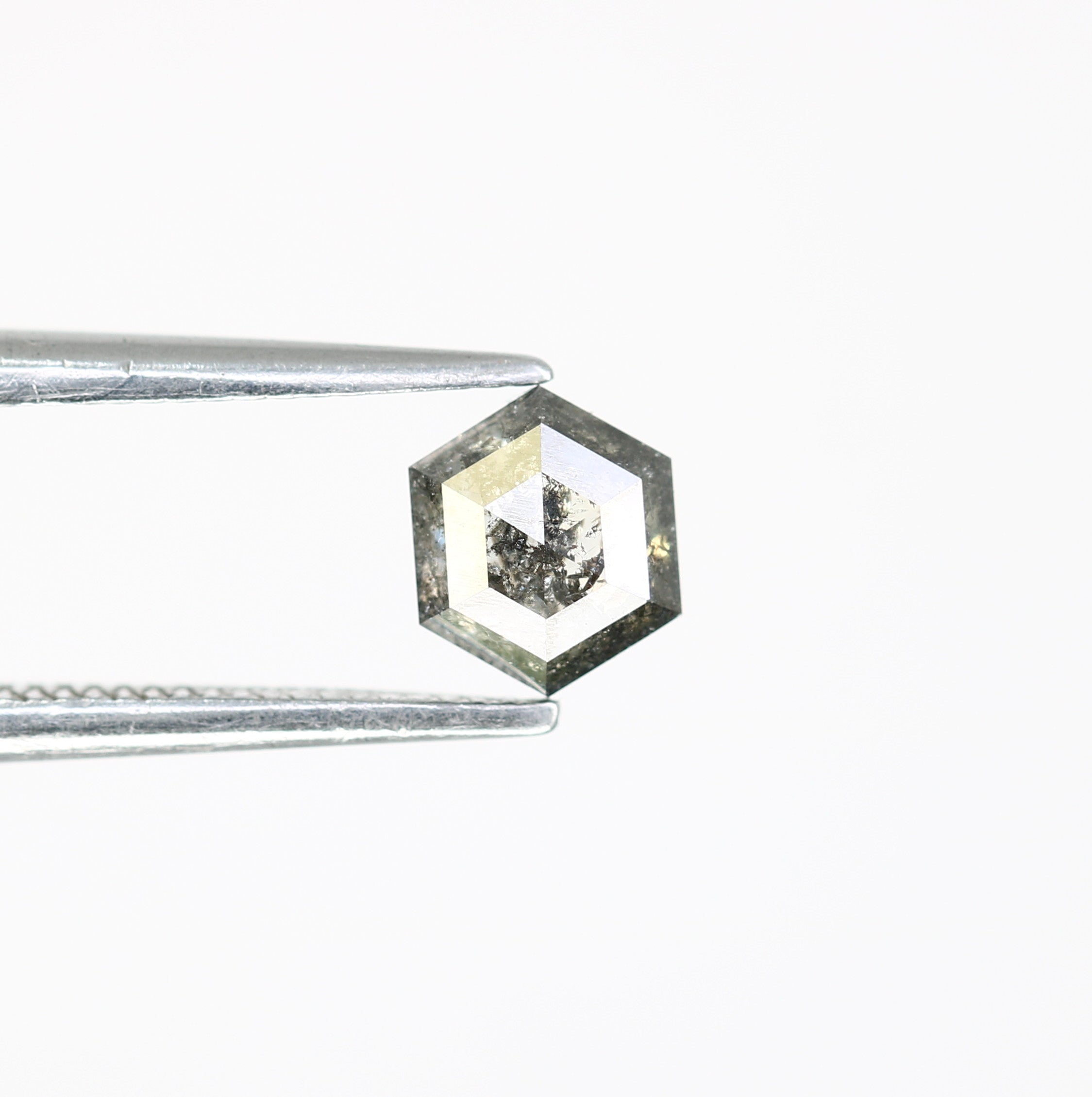 0.58 CT Hexagon Shape 5.40 MM Salt And Pepper Diamond For Proposal Ring