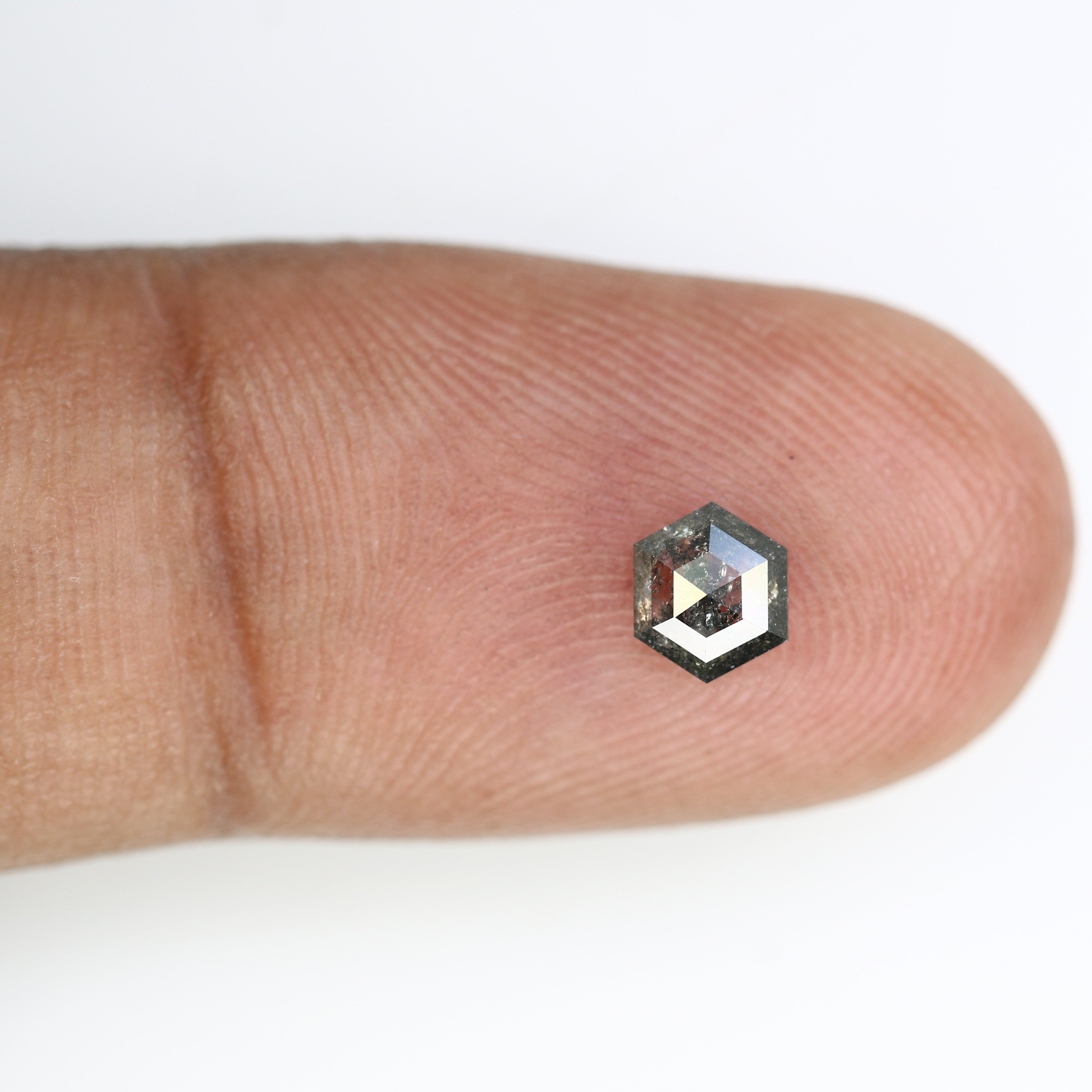 0.58 CT Hexagon Shape 5.40 MM Salt And Pepper Diamond For Proposal Ring