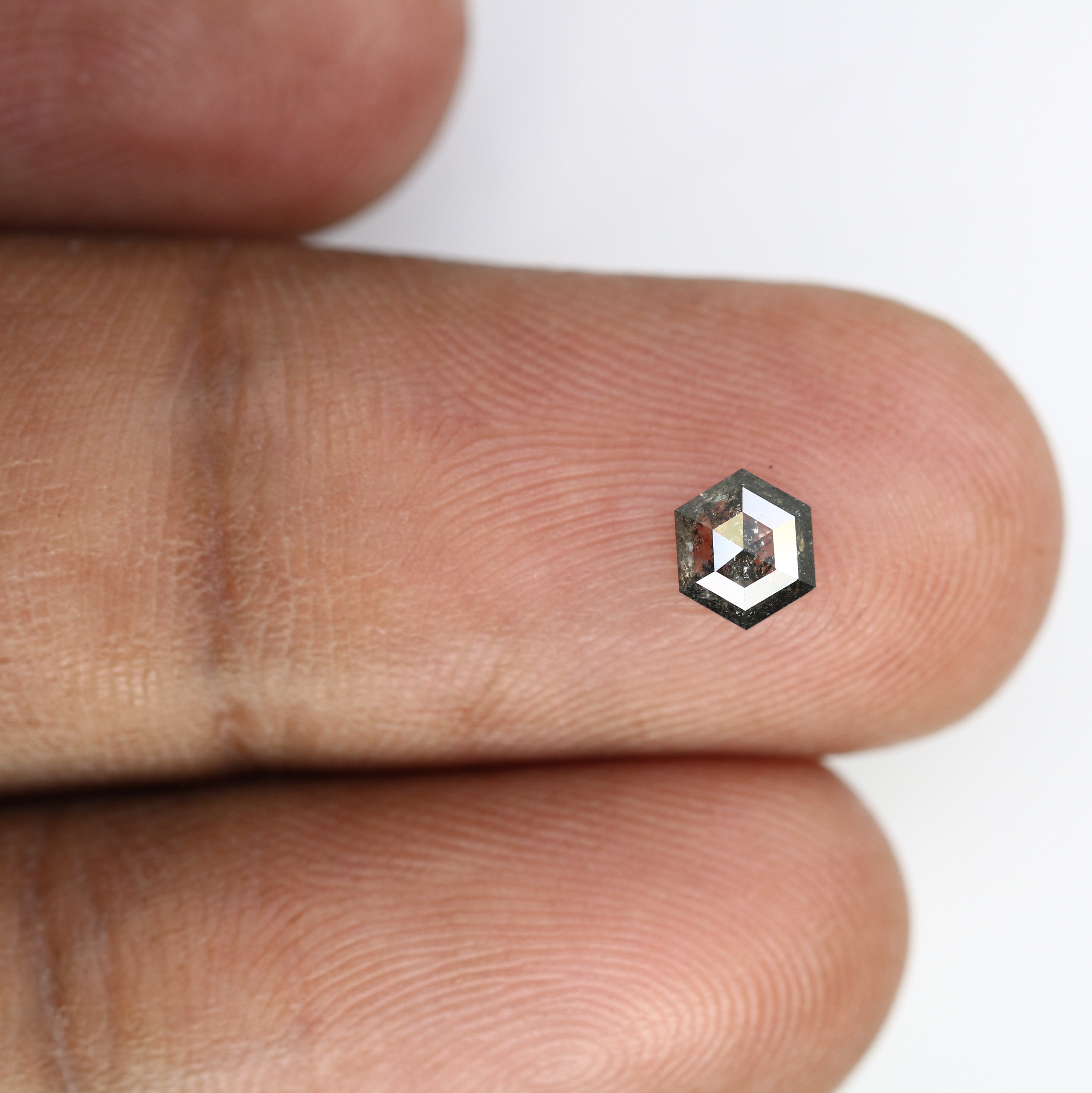 0.58 CT Hexagon Shape 5.40 MM Salt And Pepper Diamond For Proposal Ring