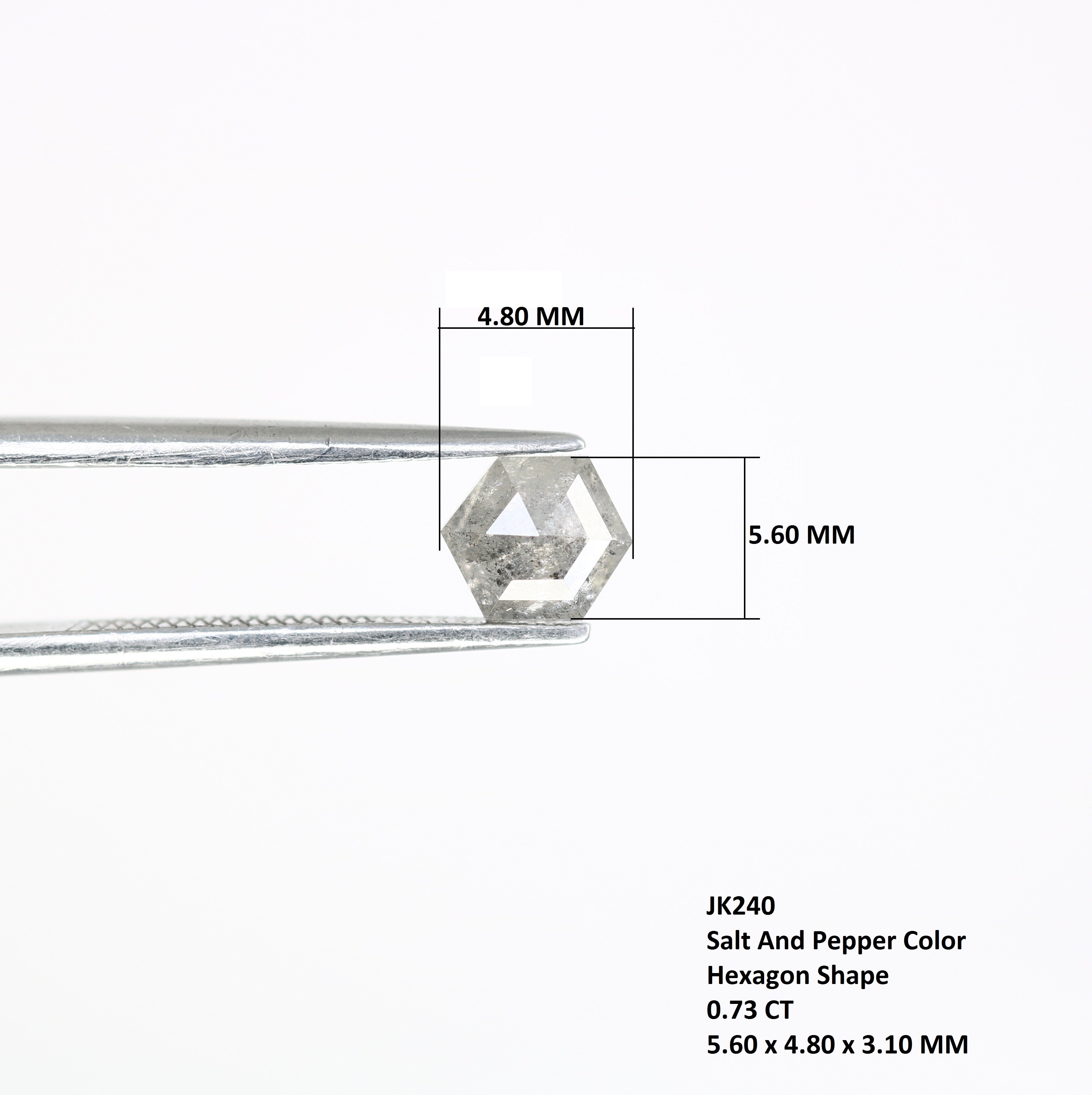 0.73 Carat Hexagon Cut Loose Salt And Pepper Diamond For Engagement Ring
