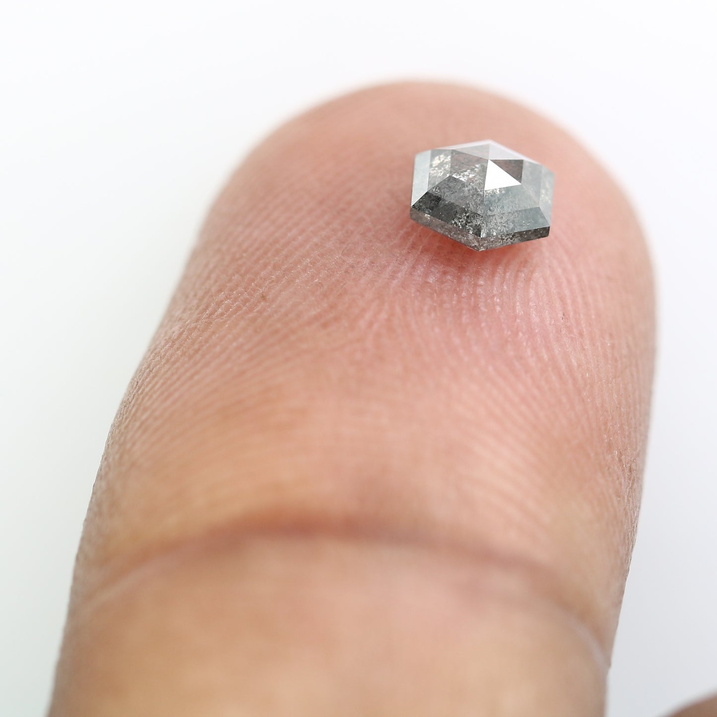 0.49 CT Salt And Pepper 4.60 MM Geometric Shape Diamond For Statement Ring