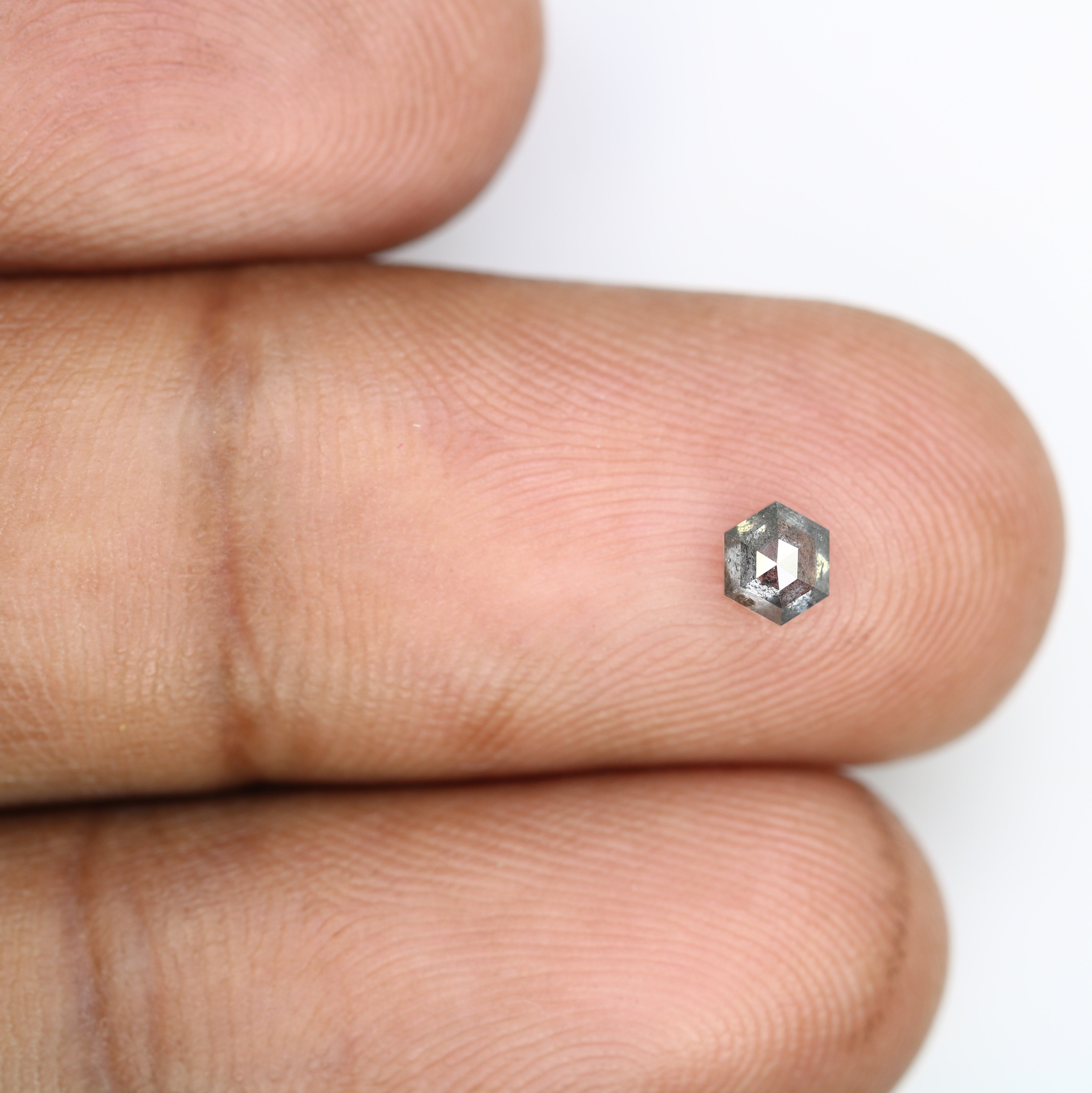 0.31 Carat Salt And Pepper 4.20 MM Hexagon Shape Diamond For Proposal Ring