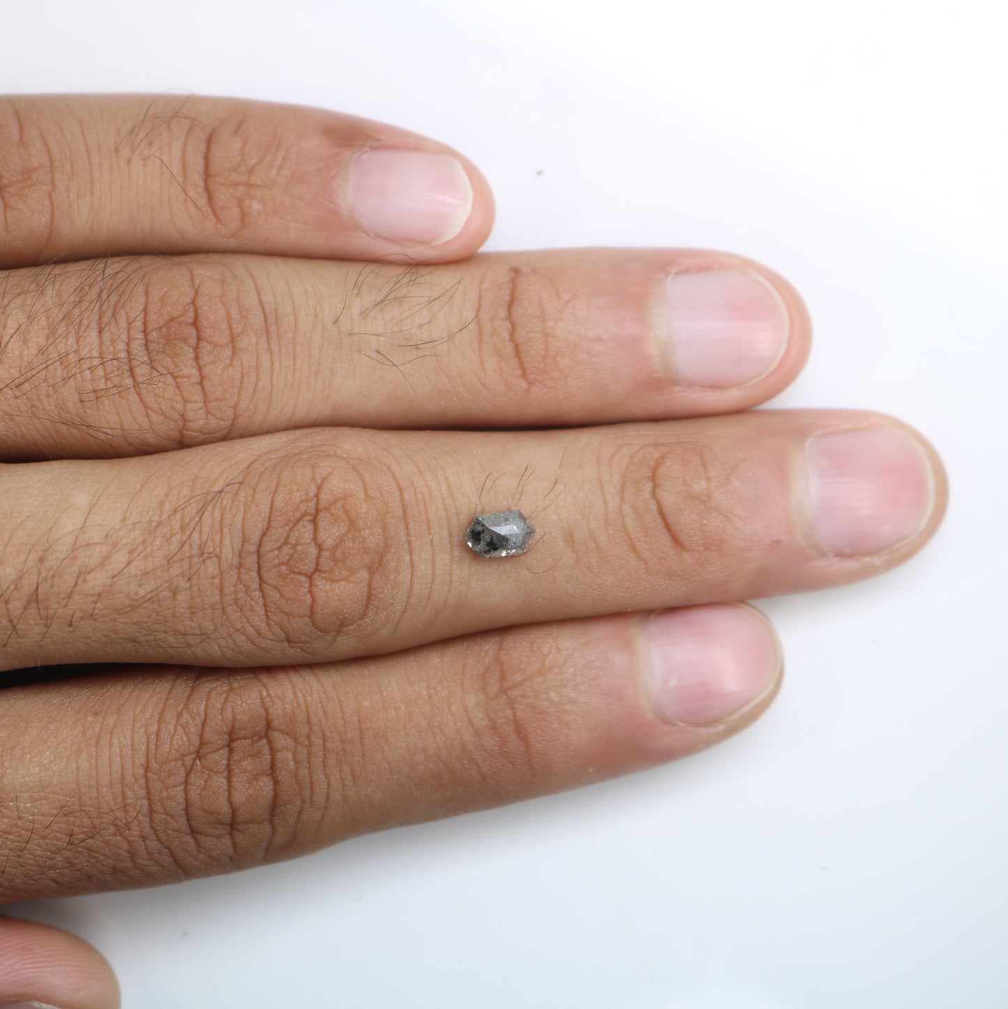 0.78 CT Salt And Pepper Elongated Hexagon Shape Diamond For Engagement Ring