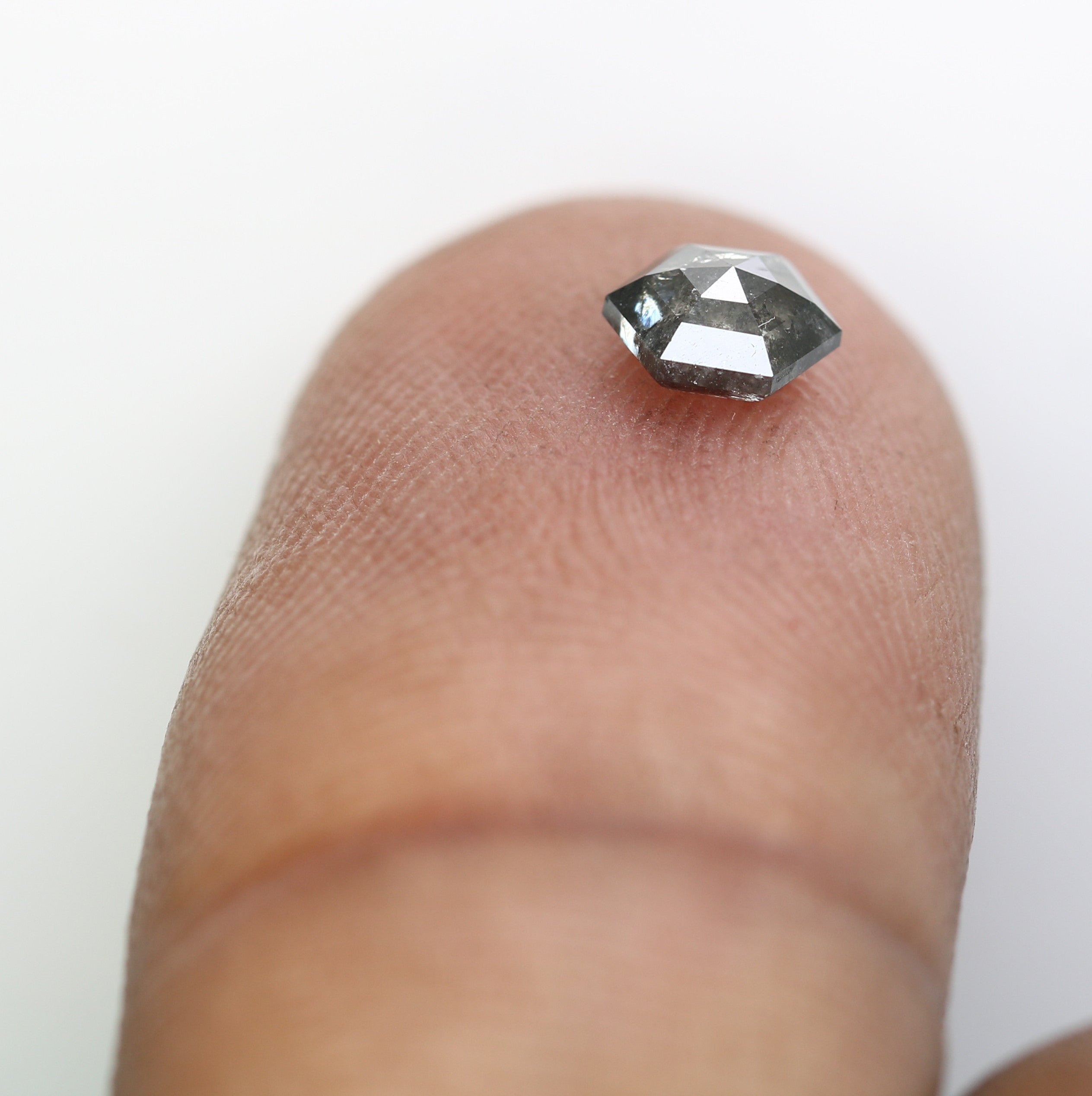 0.50 CT Salt And Pepper Hexagon Shaped 5.20 MM Diamond For Promise Ring