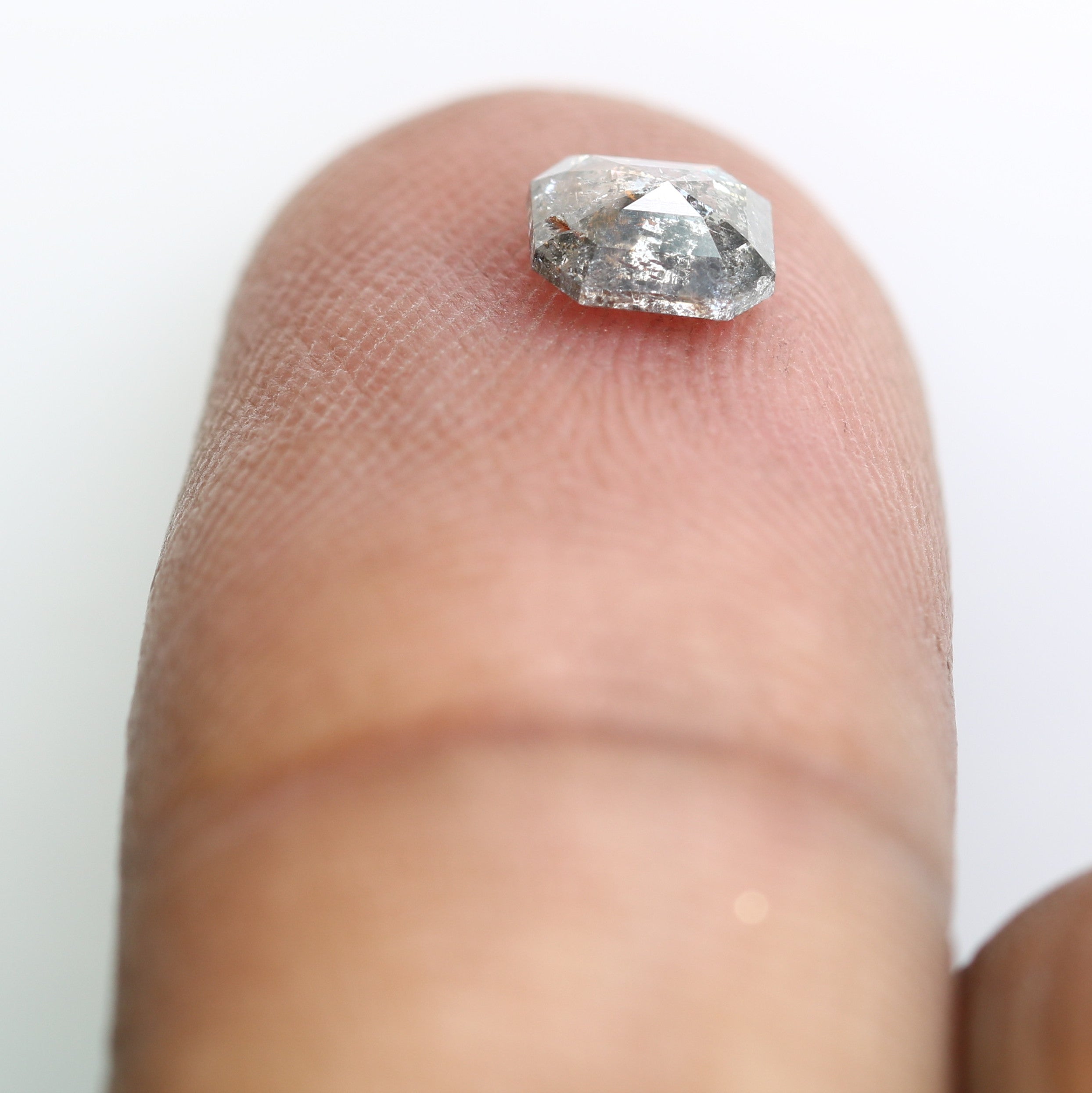 0.59 CT Emerald Shape Salt And Pepper 5.30 MM Diamond For Engagement Ring