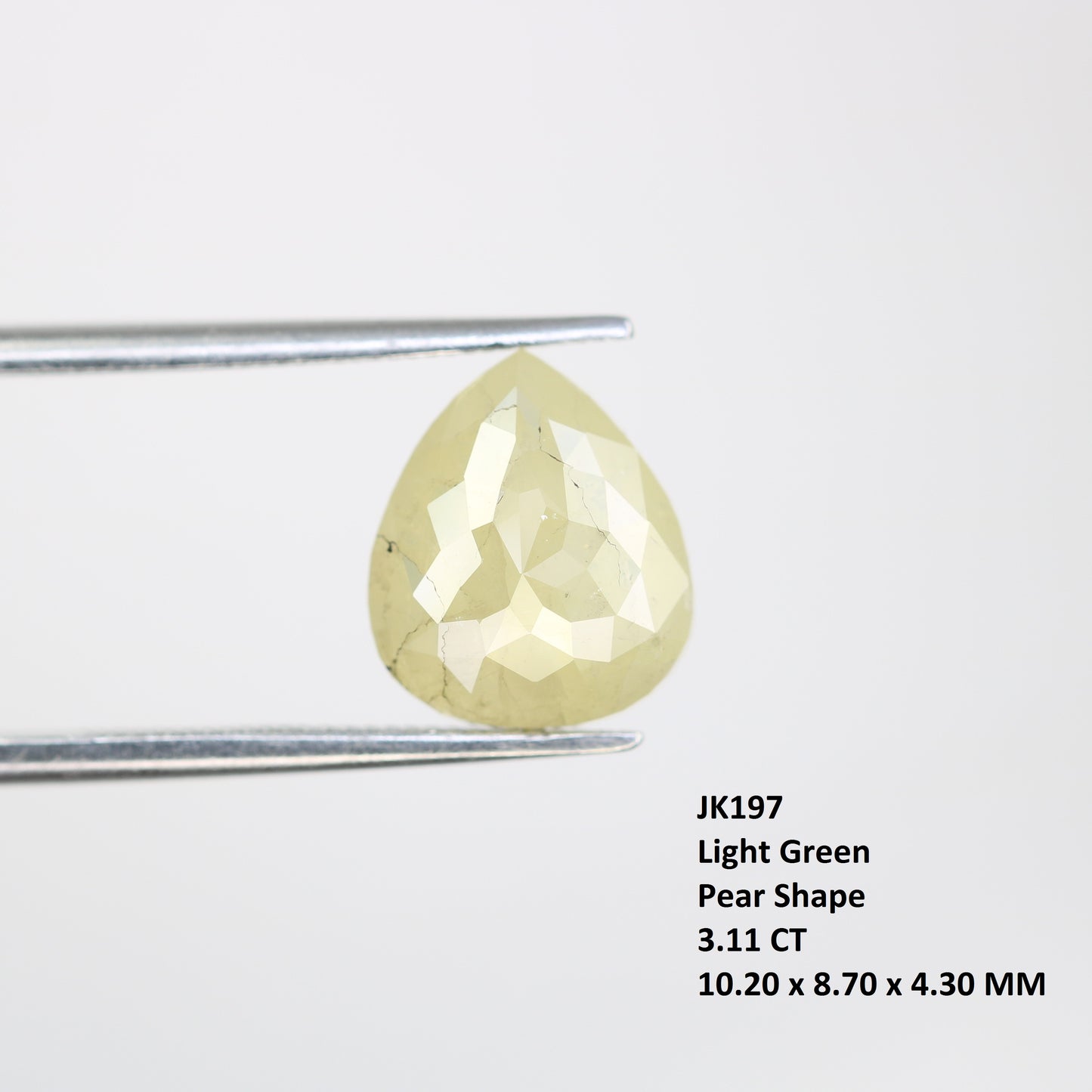 3.11 Carat Pear Shape Light Green Natural Loose Diamond For Wedding Ring