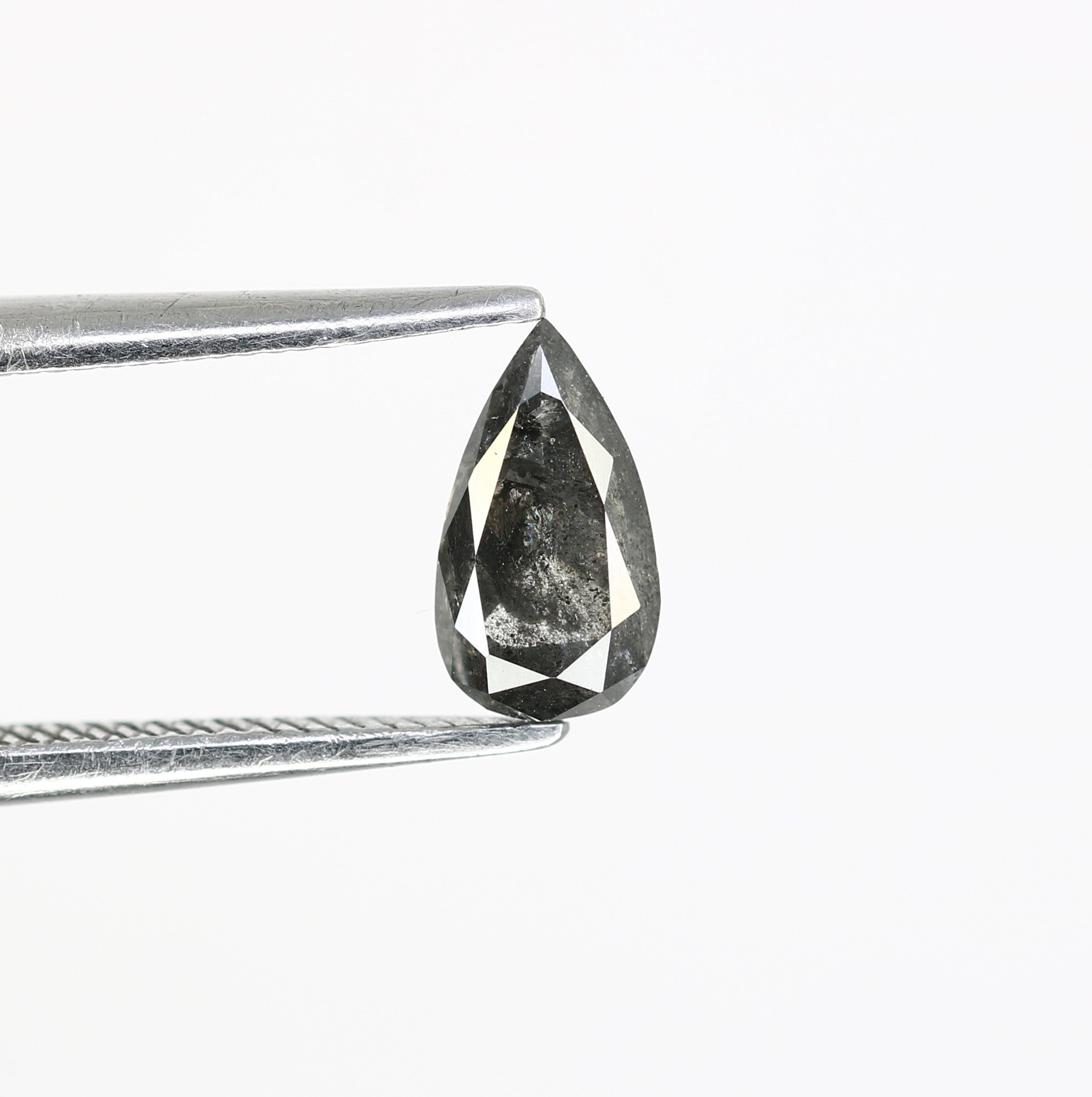 0.70 CT 7.30 MM Pear Shape Salt And Pepper Diamond For Engagement Ring