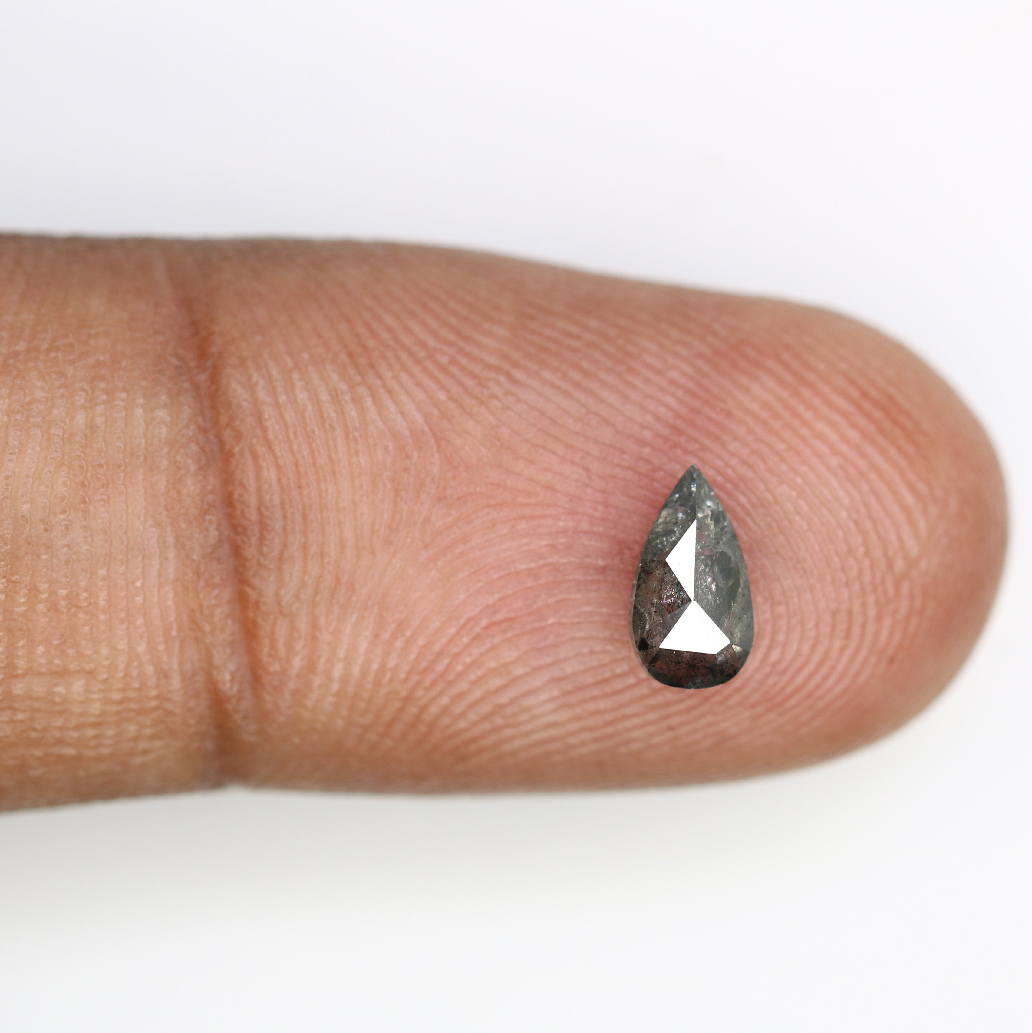 0.70 CT 7.30 MM Pear Shape Salt And Pepper Diamond For Engagement Ring