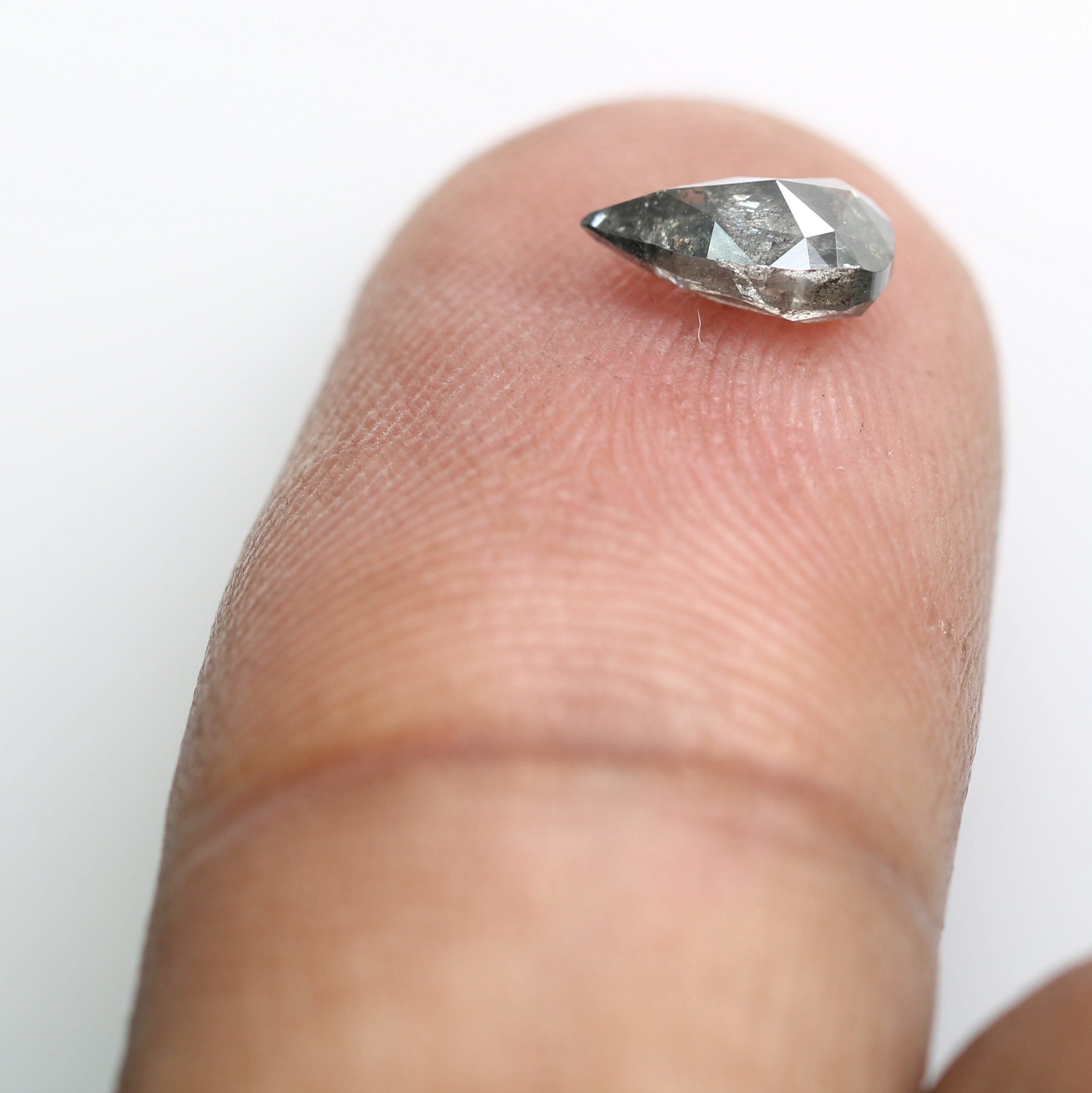 0.70 CT 7.30 MM Pear Shape Salt And Pepper Diamond For Engagement Ring