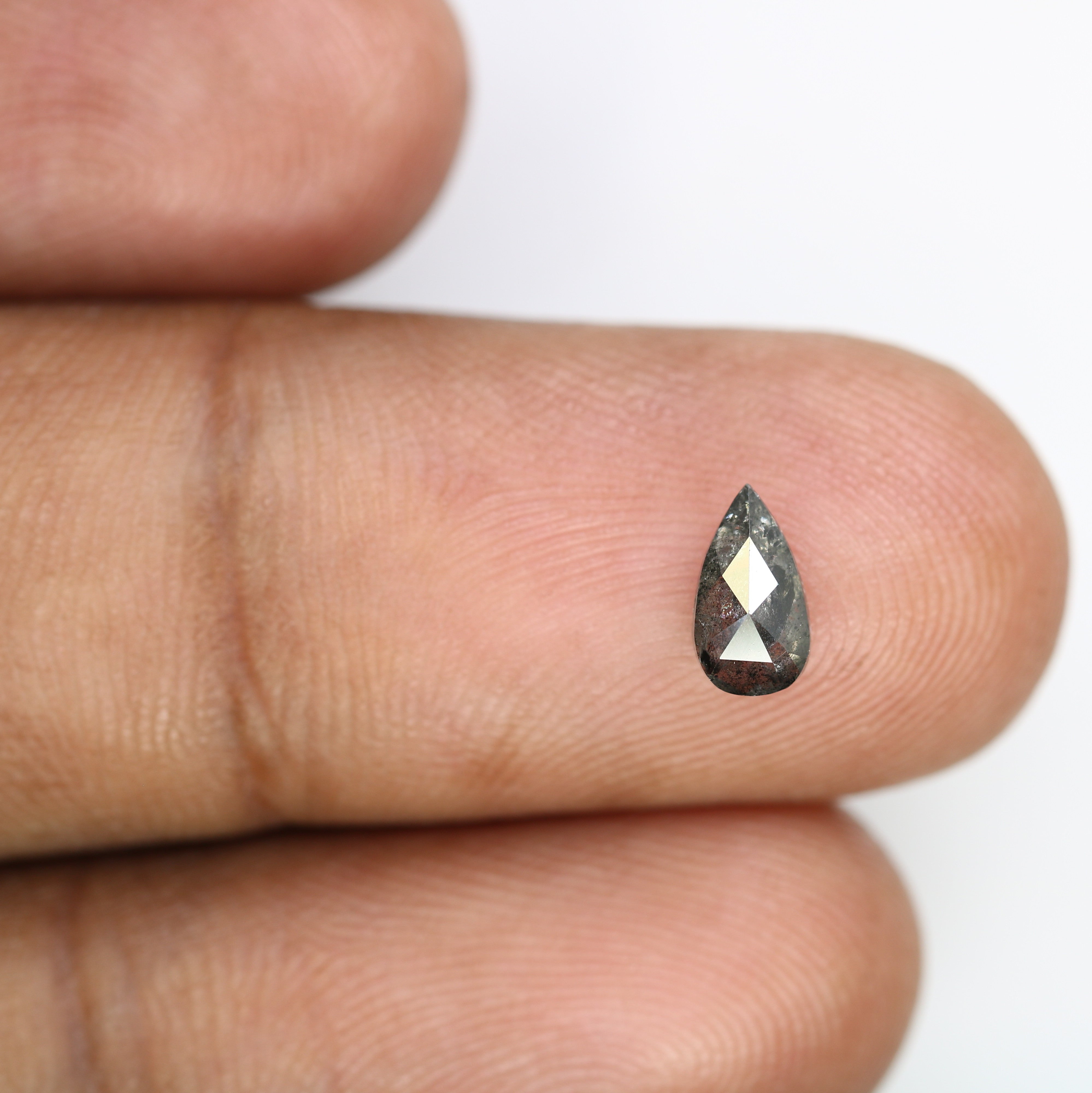 0.70 CT 7.30 MM Pear Shape Salt And Pepper Diamond For Engagement Ring