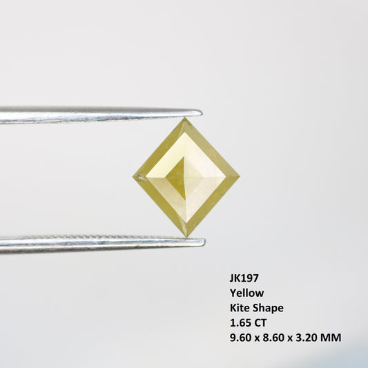 1.65 Carat Loose Kite Shape Natural Yellow Rustic Diamond For Engagement Ring