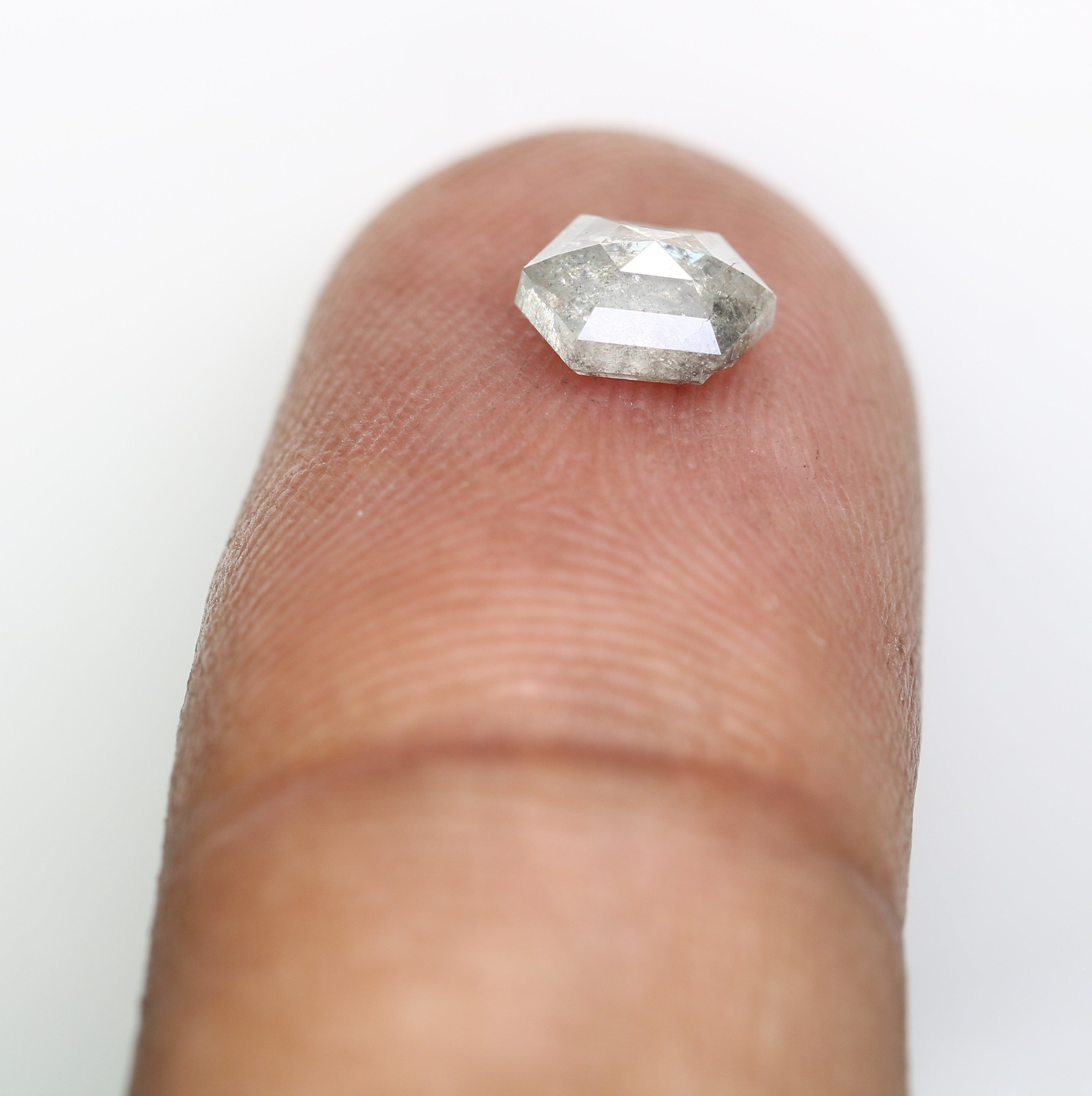 0.81 CT CT Elongated Hexagon Shape Salt And Pepper Diamond For Engagement Ring