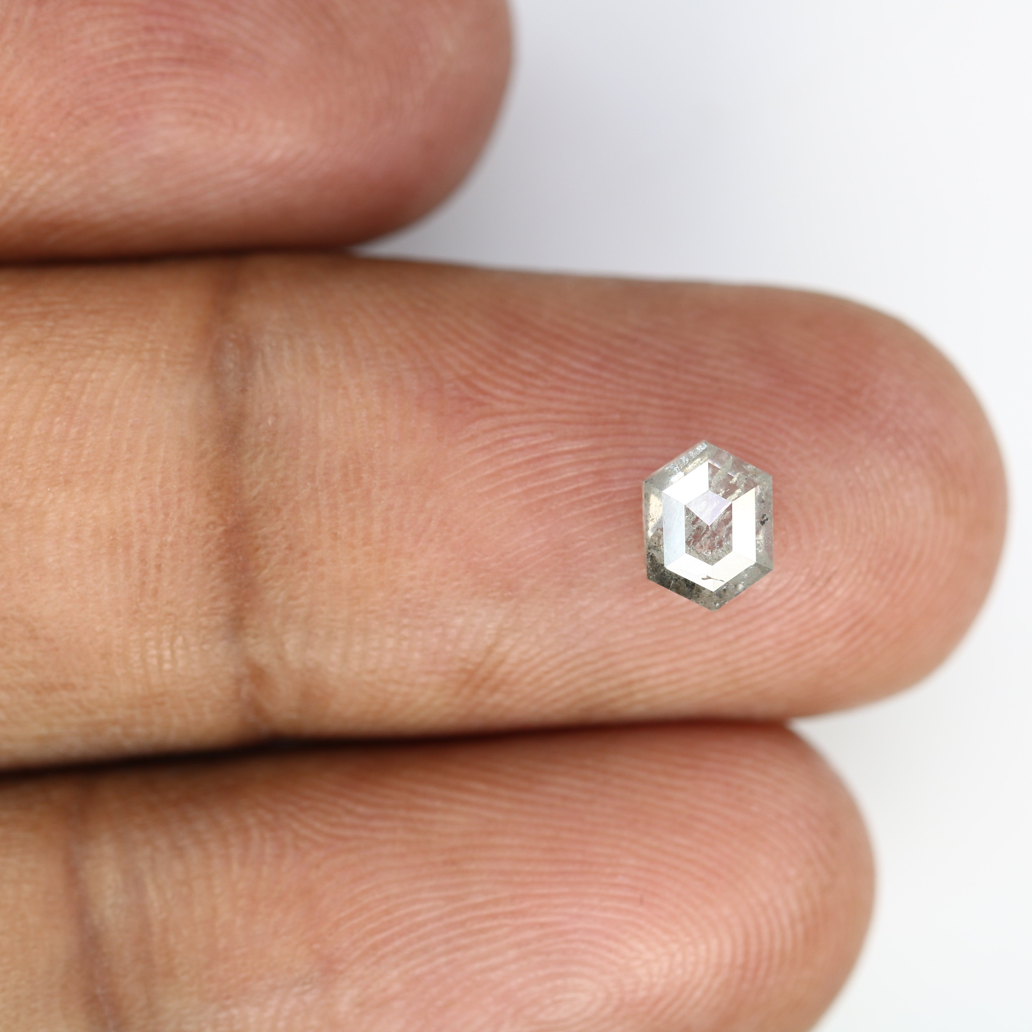 0.81 CT CT Elongated Hexagon Shape Salt And Pepper Diamond For Engagement Ring