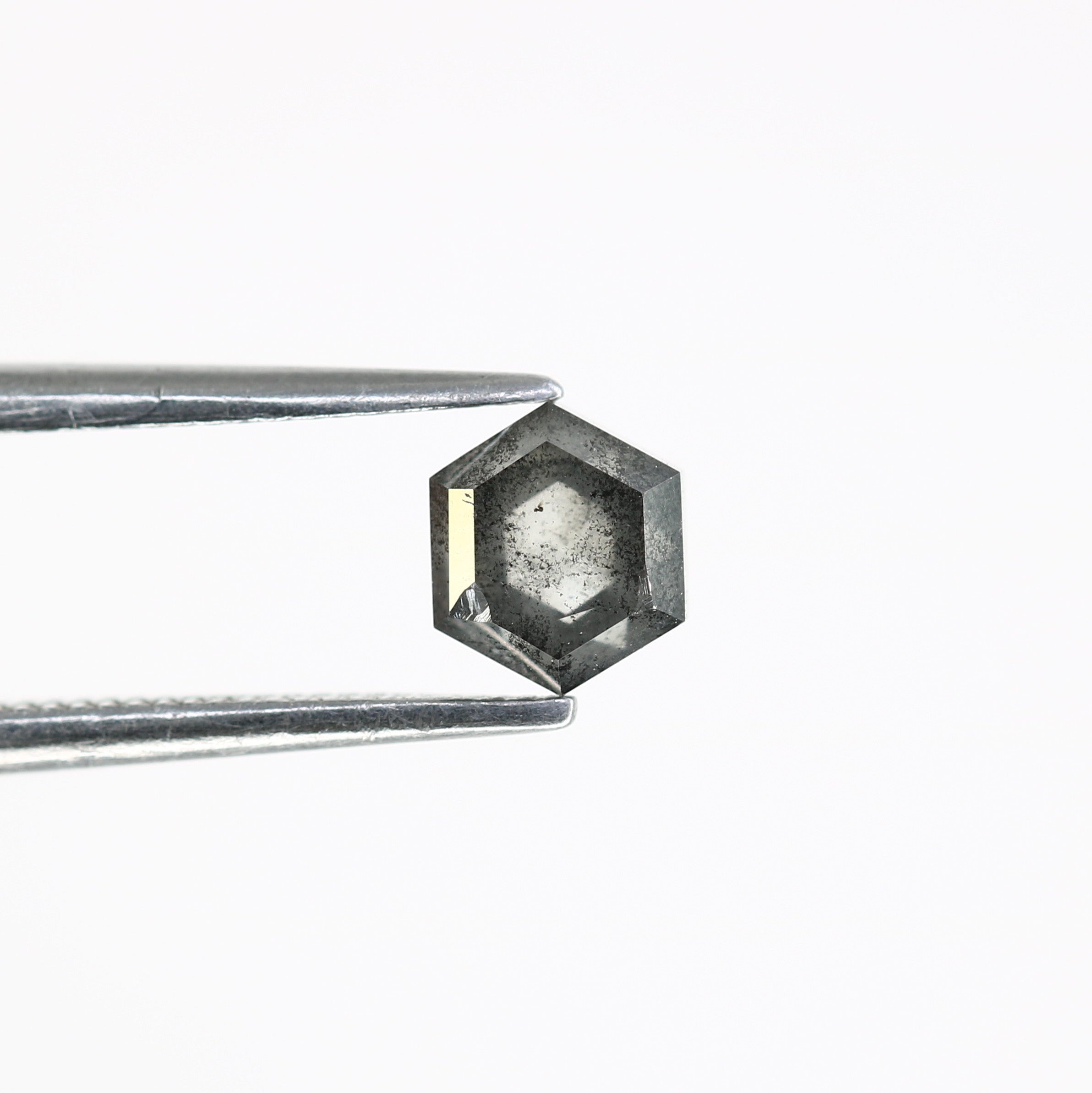 0.91 CT Hexagon Shape 5.30 MM Salt And Pepper Diamond For Engagement Ring