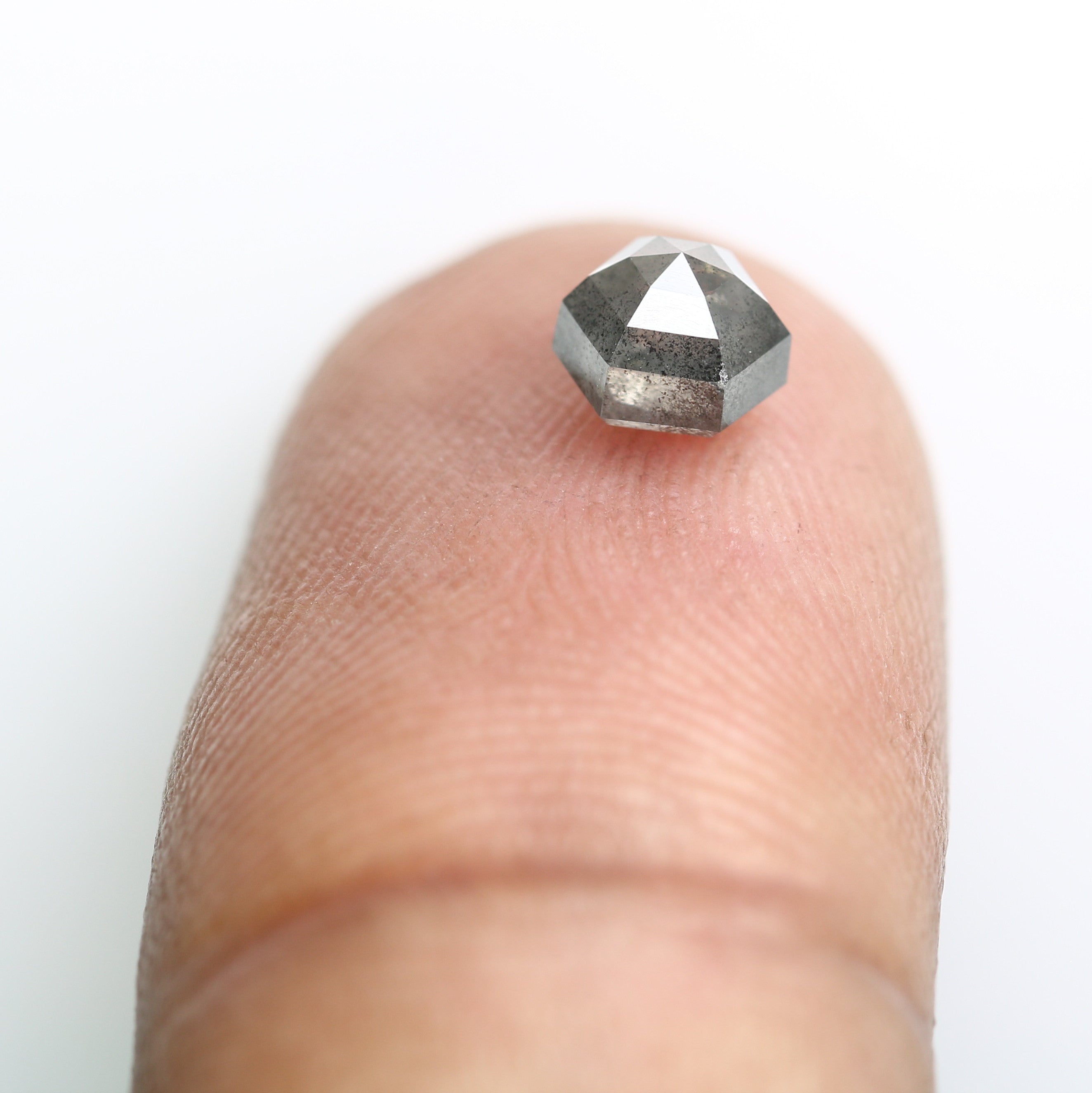 0.91 CT Hexagon Shape 5.30 MM Salt And Pepper Diamond For Engagement Ring