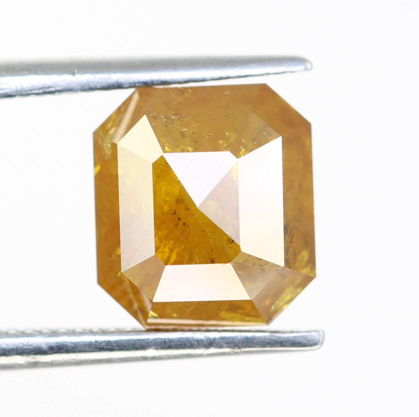 2.61 Carat Natural Loose Emerald Shape Yellow Color Rustic Diamond