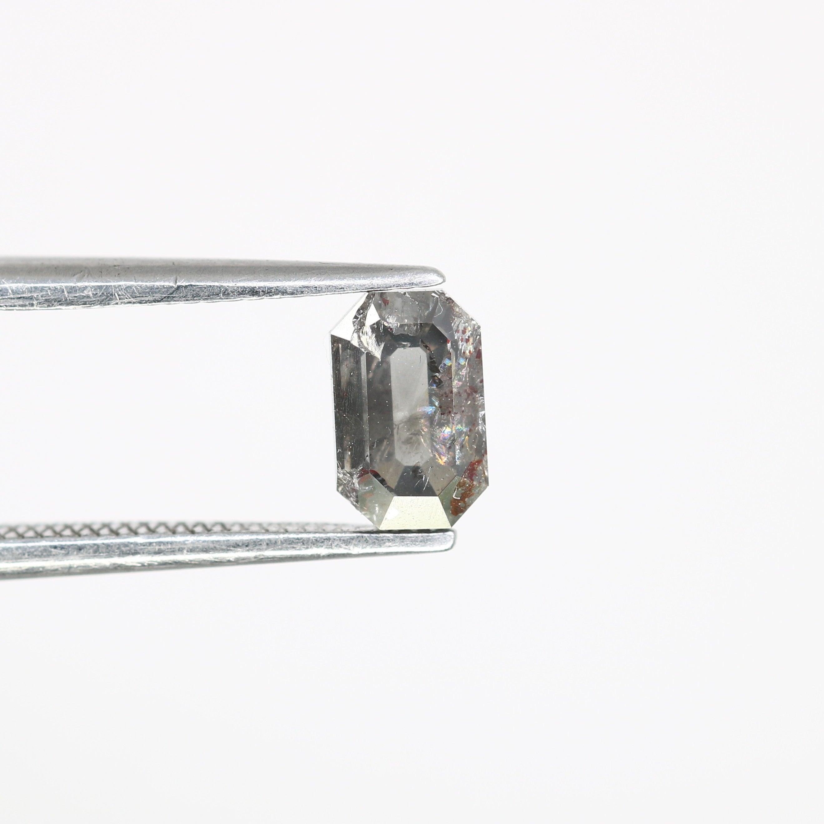 0.80 CT 6.60 MM Emerald Shape Salt And Pepper Diamond For Engagement Ring