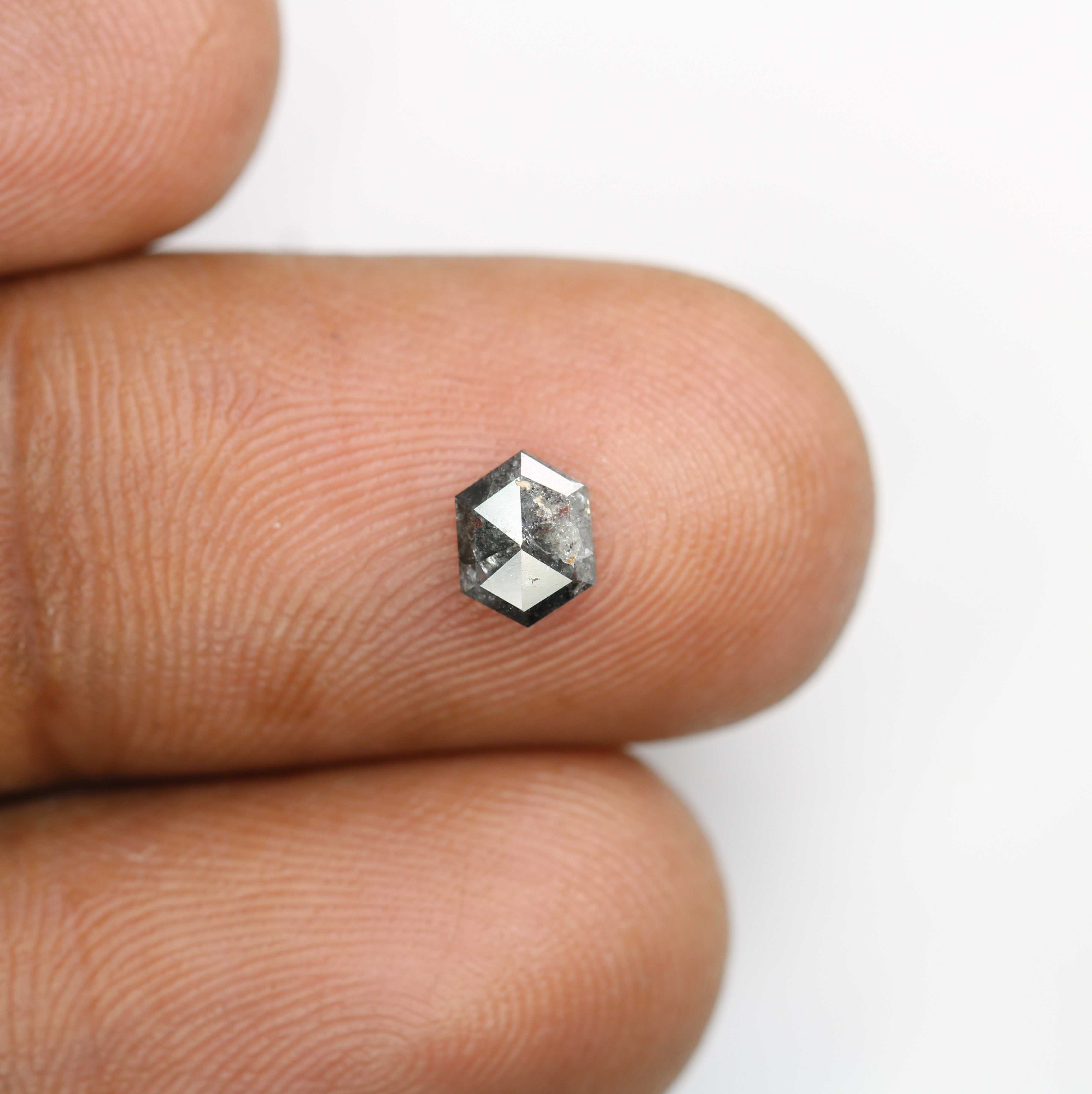 0.53 CT Elongated Hexagon Shape Salt And Pepper Diamond For Engagement Ring