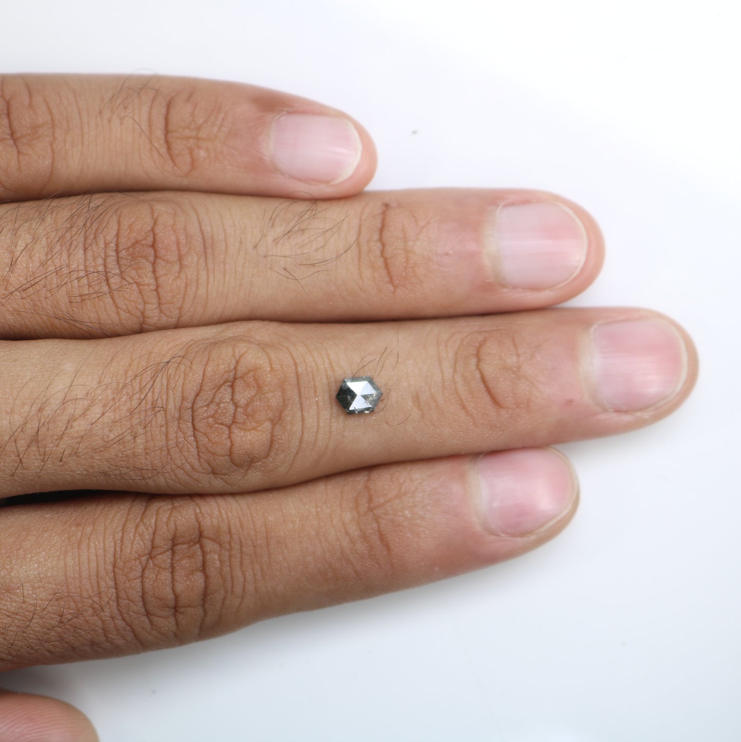 0.53 CT Elongated Hexagon Shape Salt And Pepper Diamond For Engagement Ring