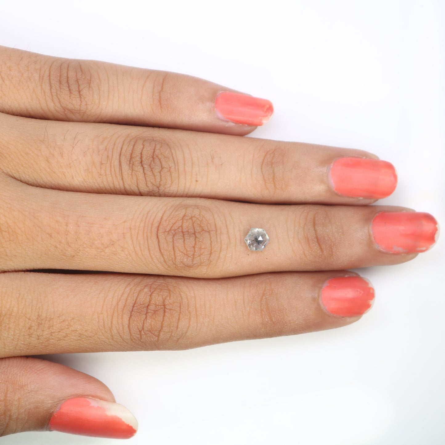 0.66 CT Hexagon Shape 5.40 MM Salt And Pepper Diamond For Engagement Ring
