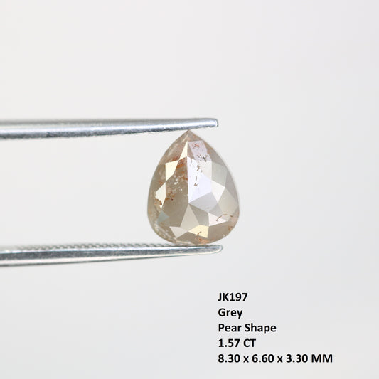 1.57 Carat Natural Loose Grey Pear Shaped Diamond For Wedding Ring